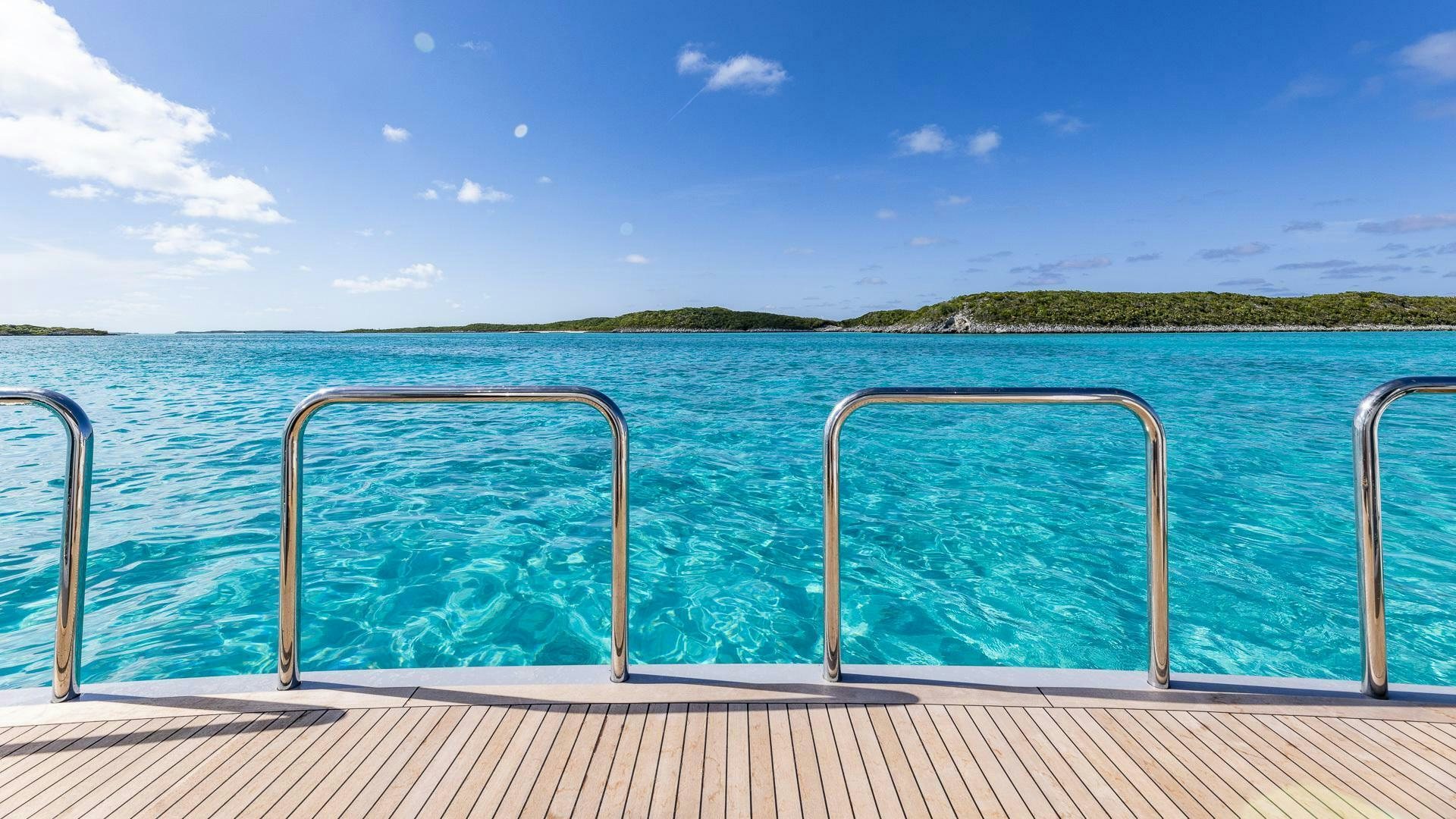 a railing on a boat aboard NO SHORTCUTS Yacht for Sale