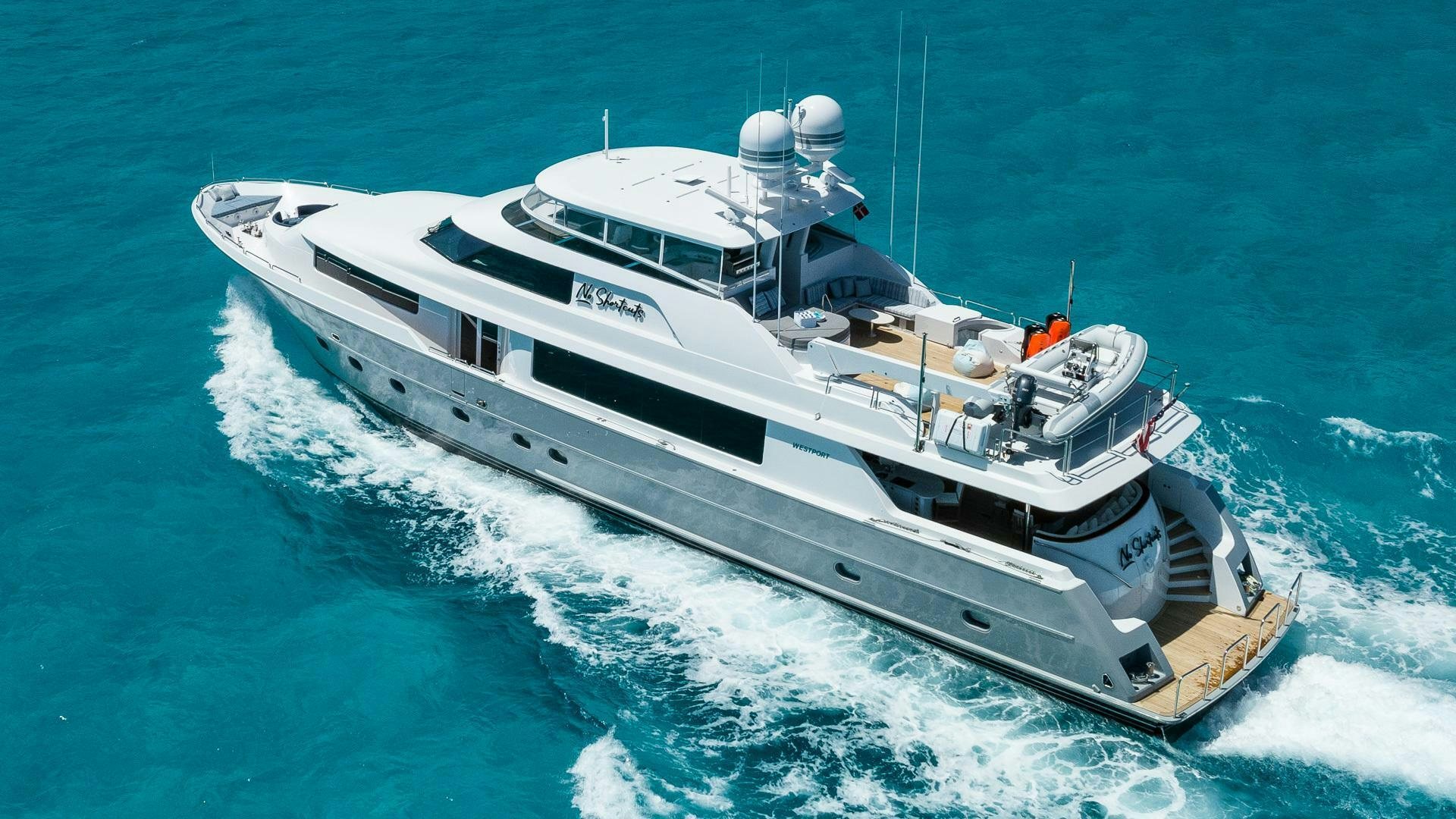 a ship in the water aboard NO SHORTCUTS Yacht for Sale