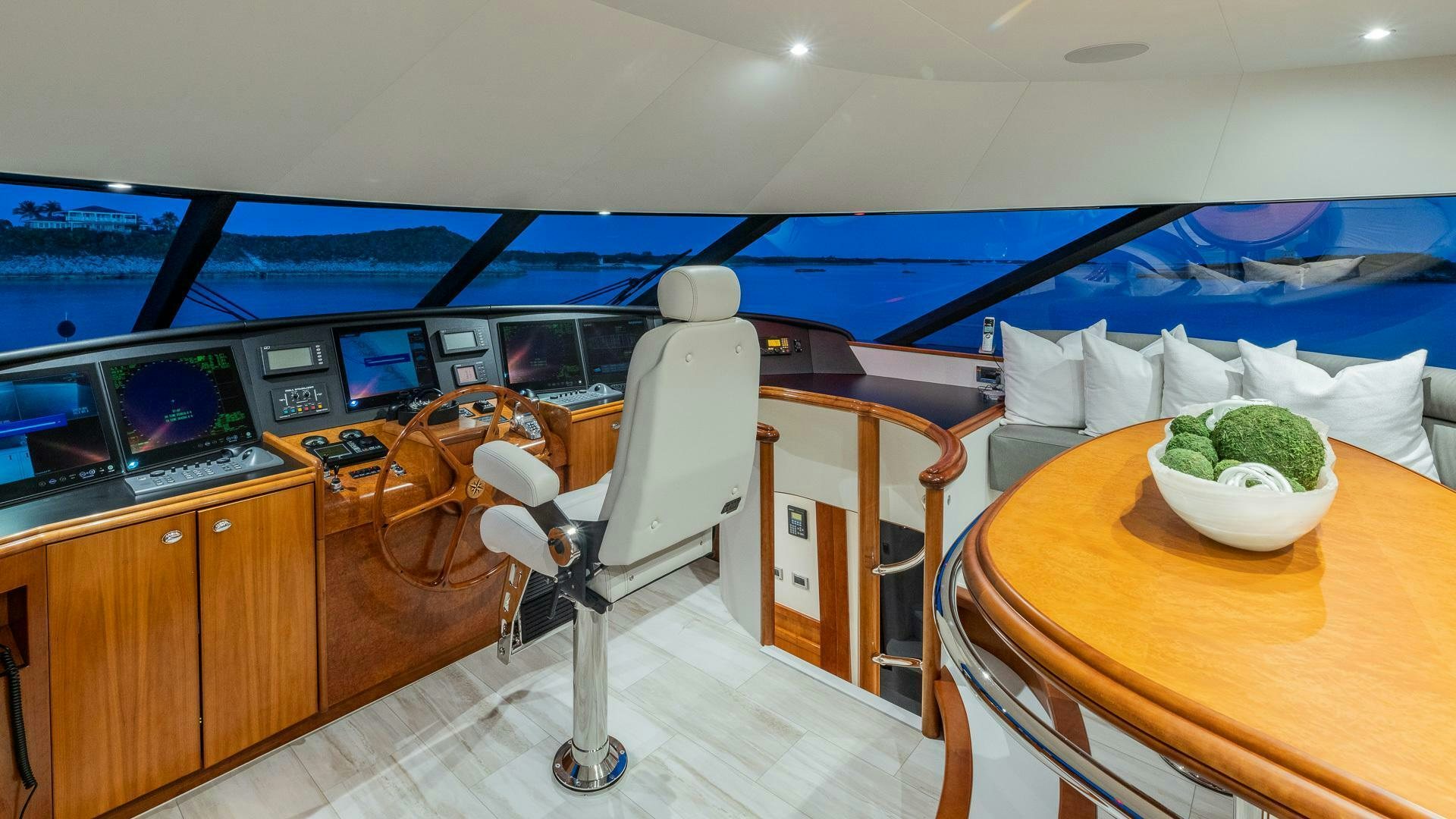a room with a table and chairs aboard NO SHORTCUTS Yacht for Sale
