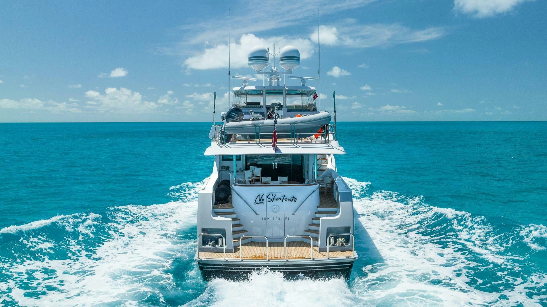 a boat in the water aboard NO SHORTCUTS Yacht for Sale