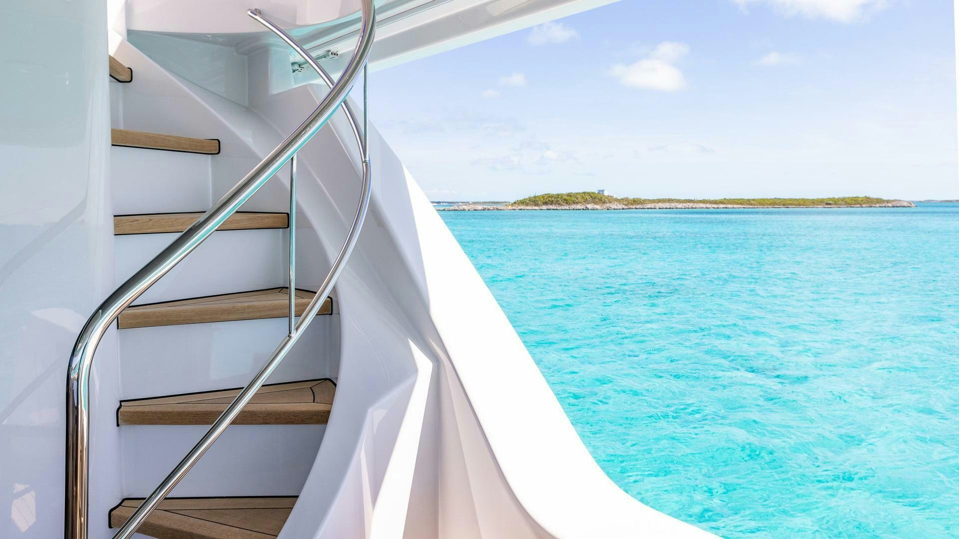 a white boat on the water aboard NO SHORTCUTS Yacht for Sale