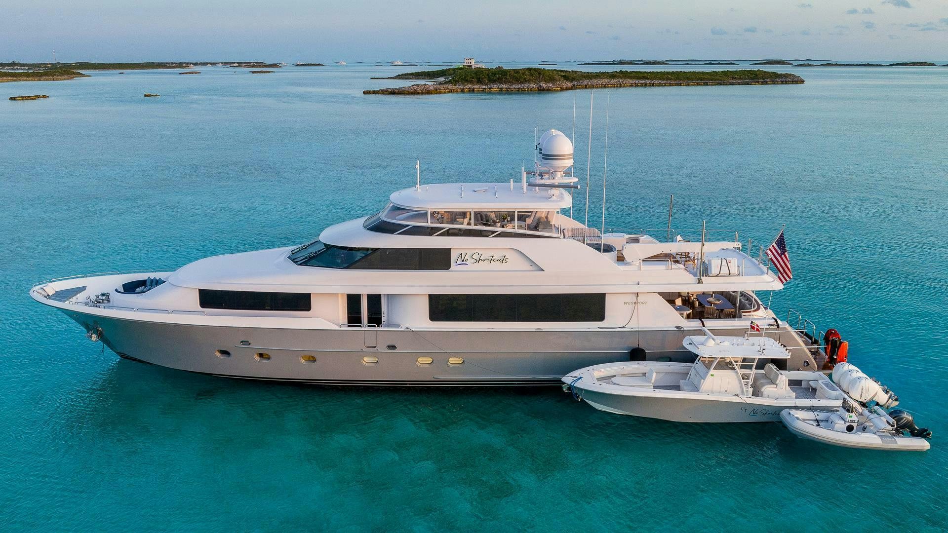 a boat in the water aboard NO SHORTCUTS Yacht for Sale