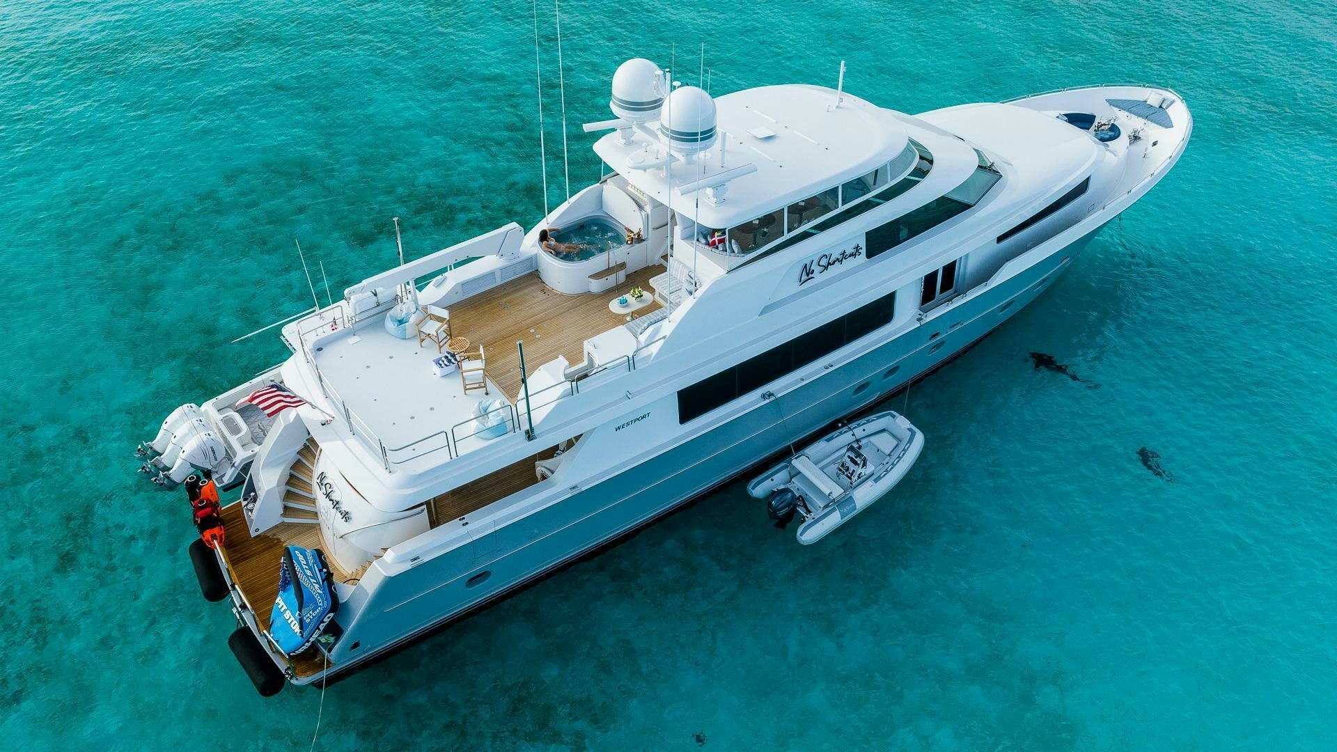 a ship on the water aboard NO SHORTCUTS Yacht for Sale