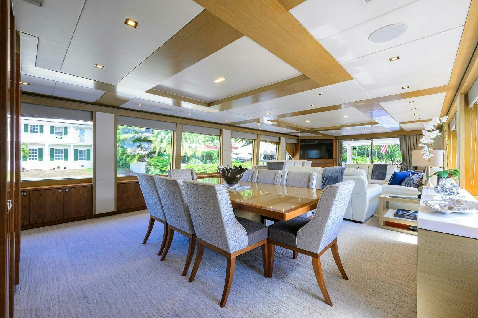 a large living room with a large open floor plan aboard SECOND AMENDMENT Yacht for Sale