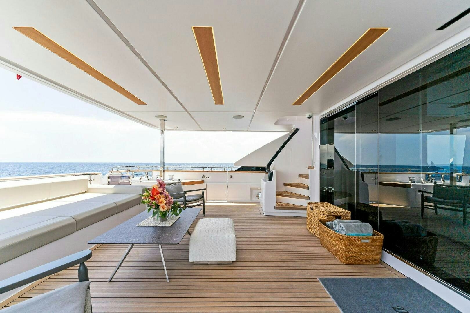 a modern house with a large open space aboard FAMILIA Yacht for Sale