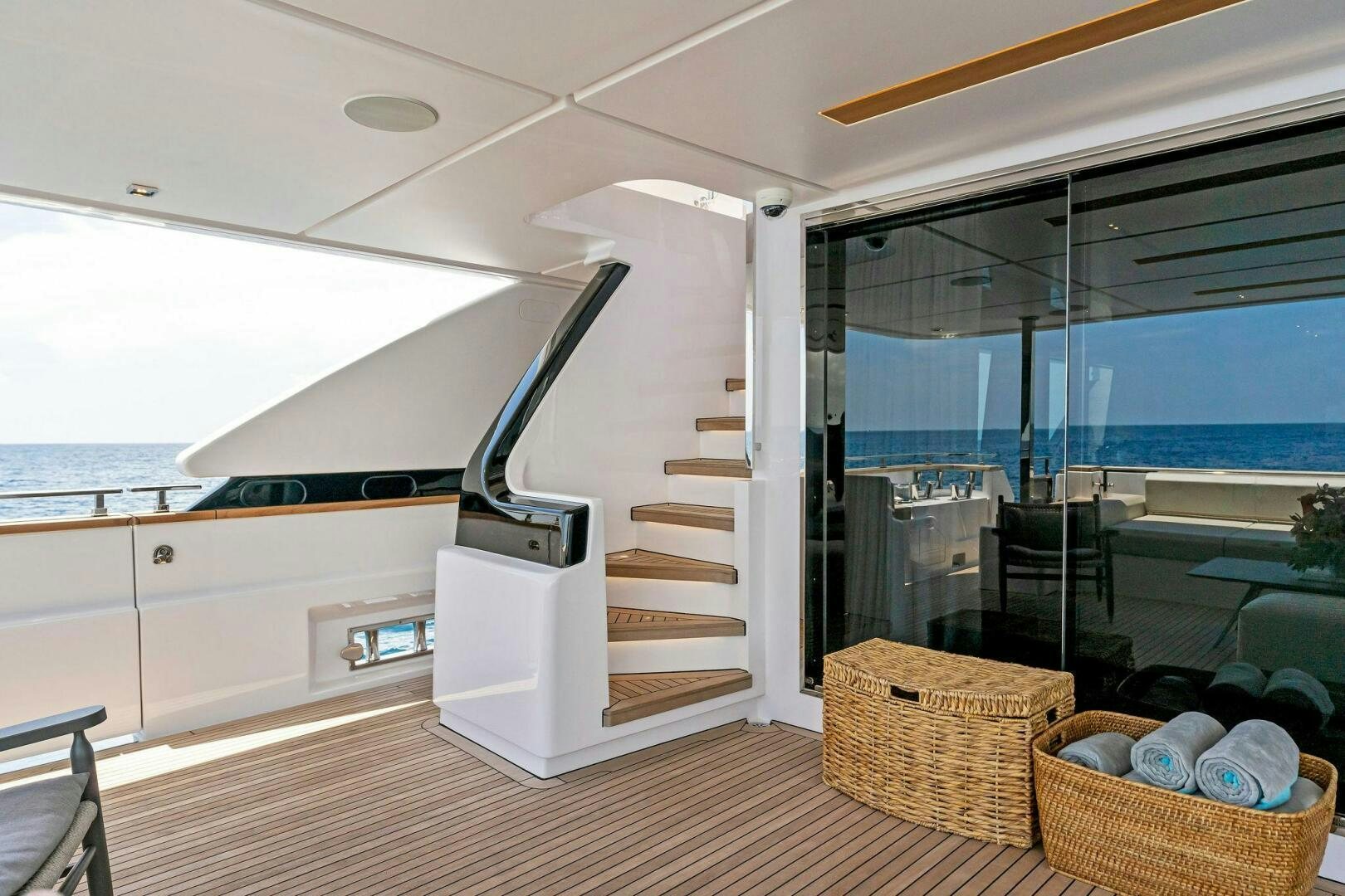 a staircase in a house aboard FAMILIA Yacht for Sale