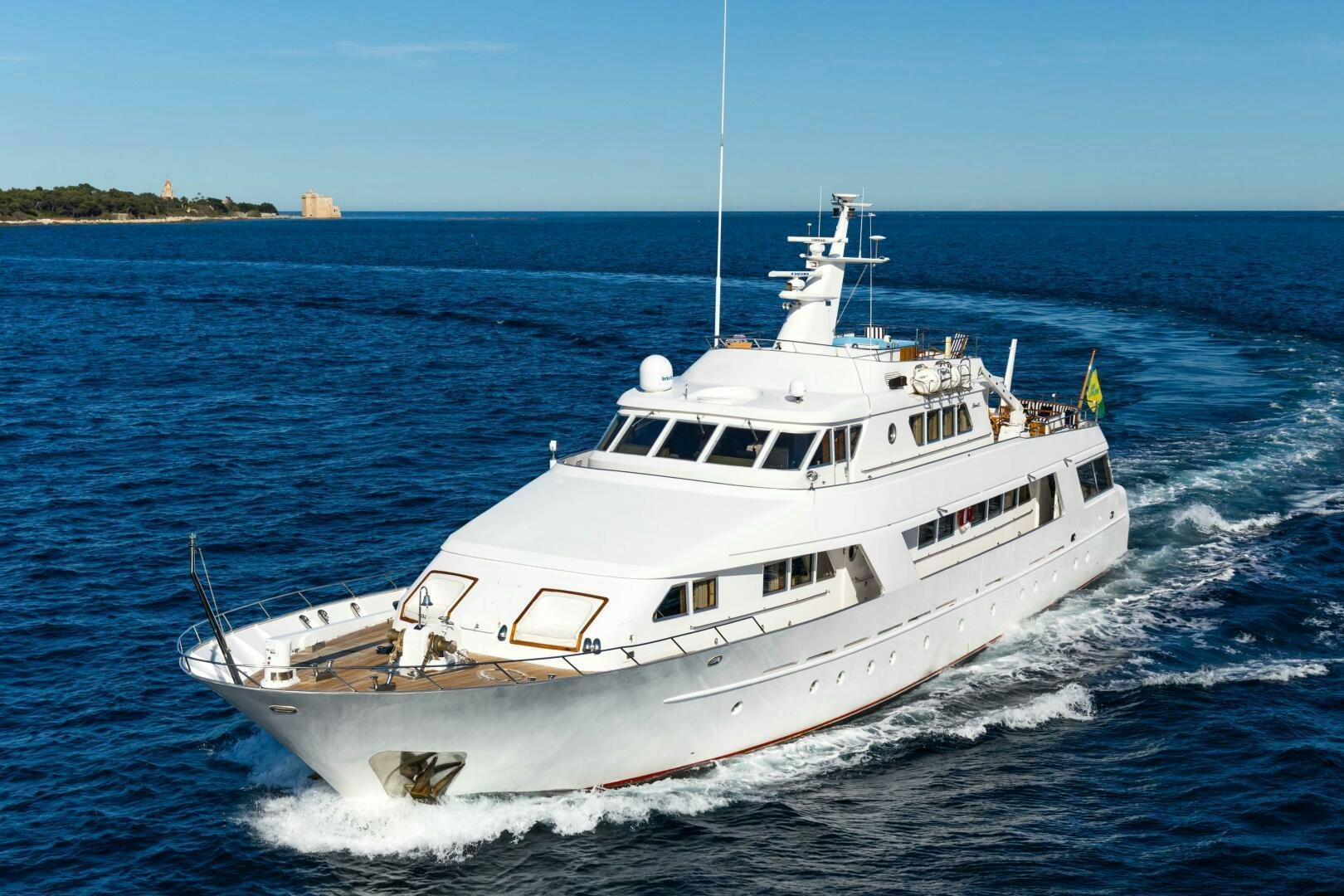 a large white boat on the water aboard STAR OF THE SEA Yacht for Sale