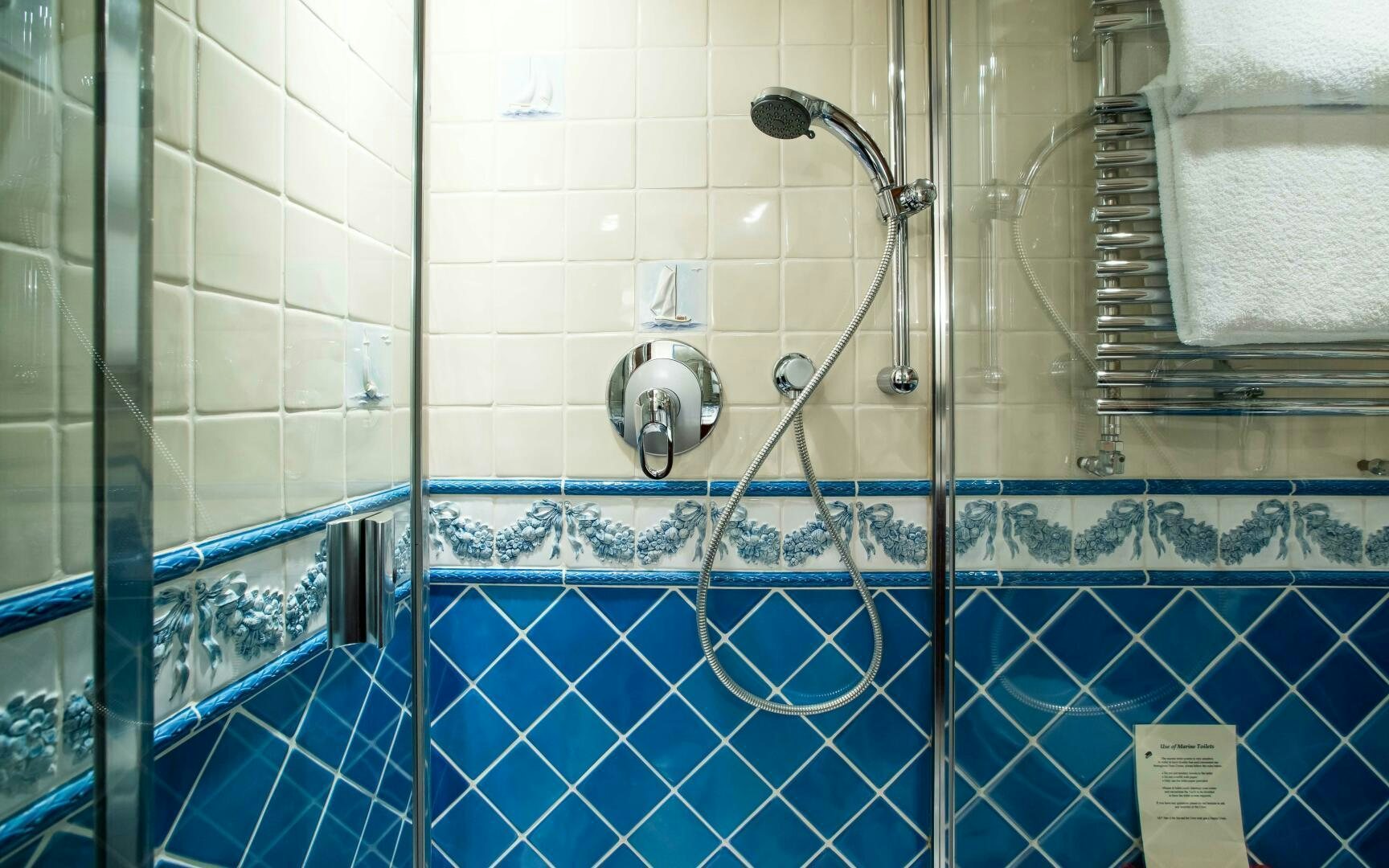 a shower with a glass wall aboard STAR OF THE SEA Yacht for Sale