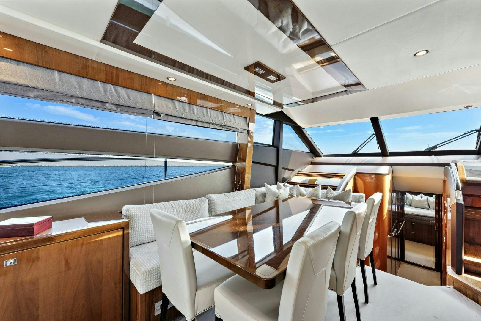 a boat with chairs and tables aboard LA-Z-BUOY Yacht for Sale