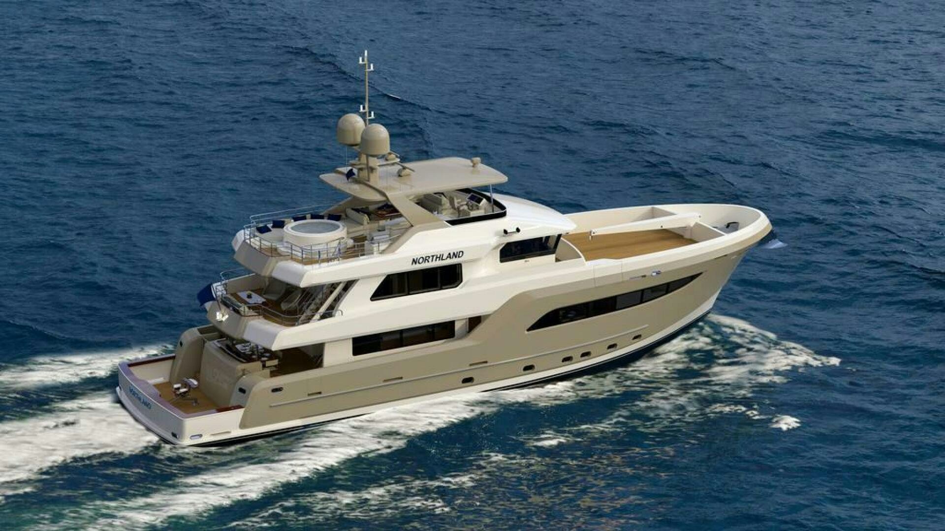 a boat on the water aboard NORTHLAND Yacht for Sale