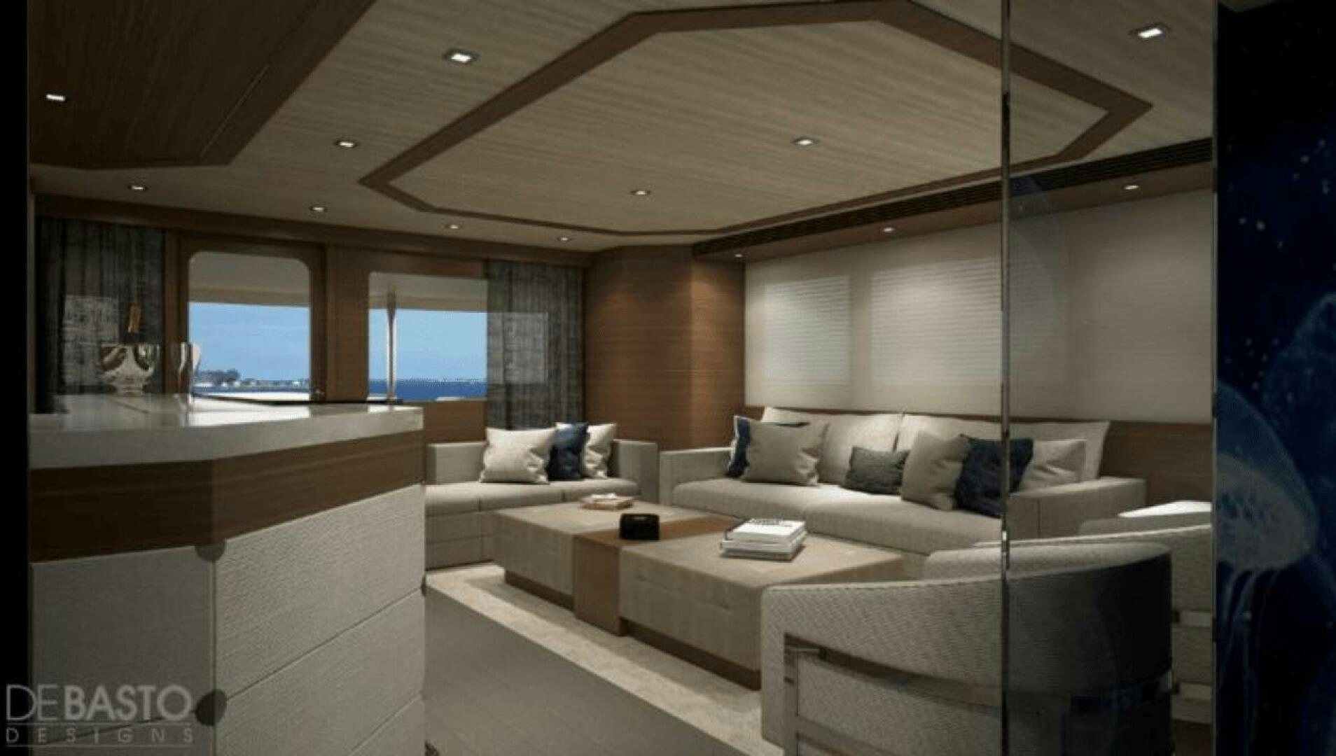 a room with a couch and a table aboard NORTHLAND Yacht for Sale