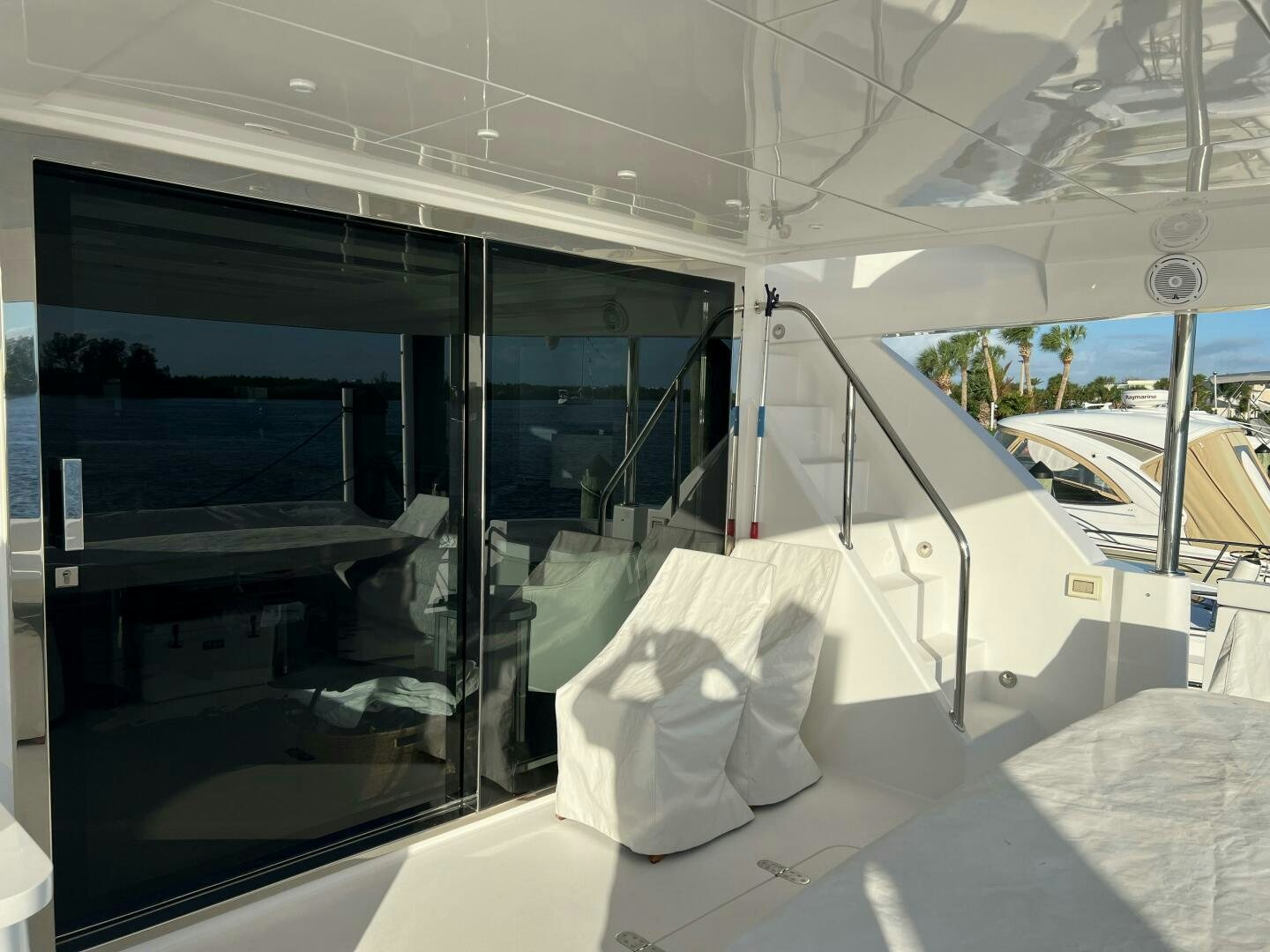 a bed in a room aboard HAPPY HEART Yacht for Sale