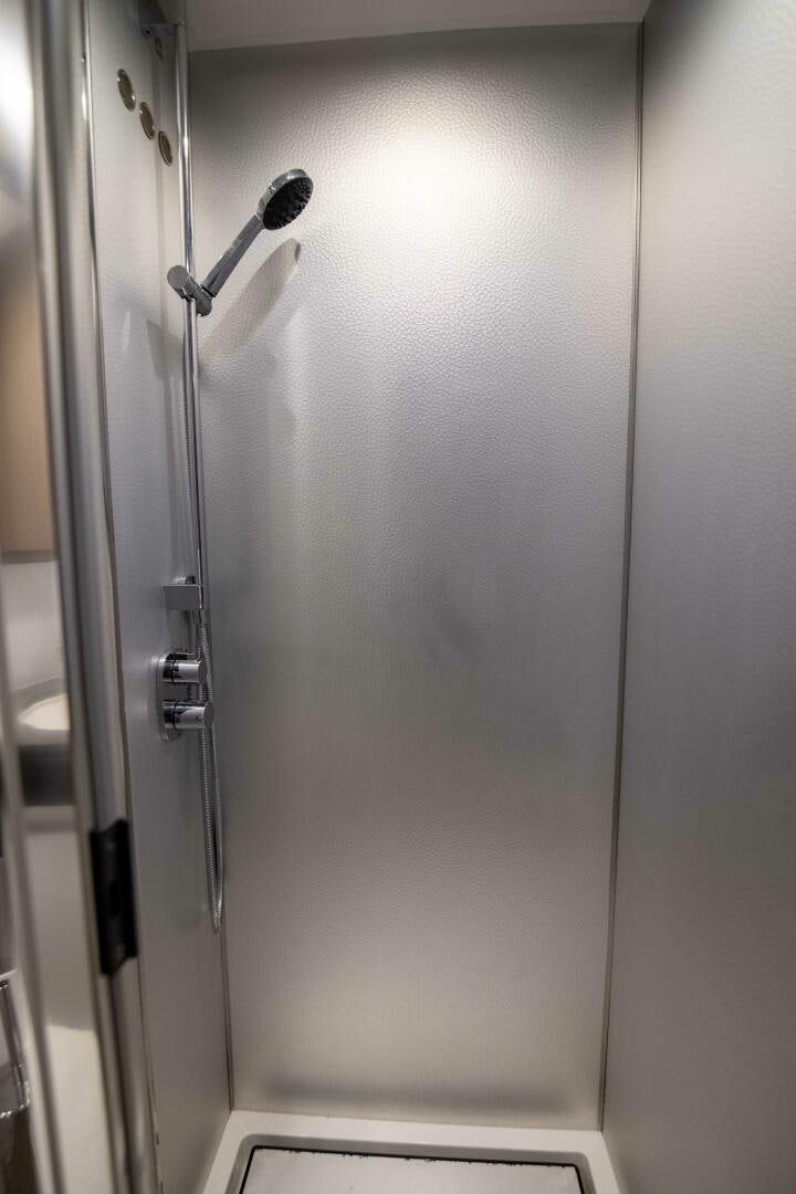 a shower with a handle aboard TRIPLE PLAY Yacht for Sale
