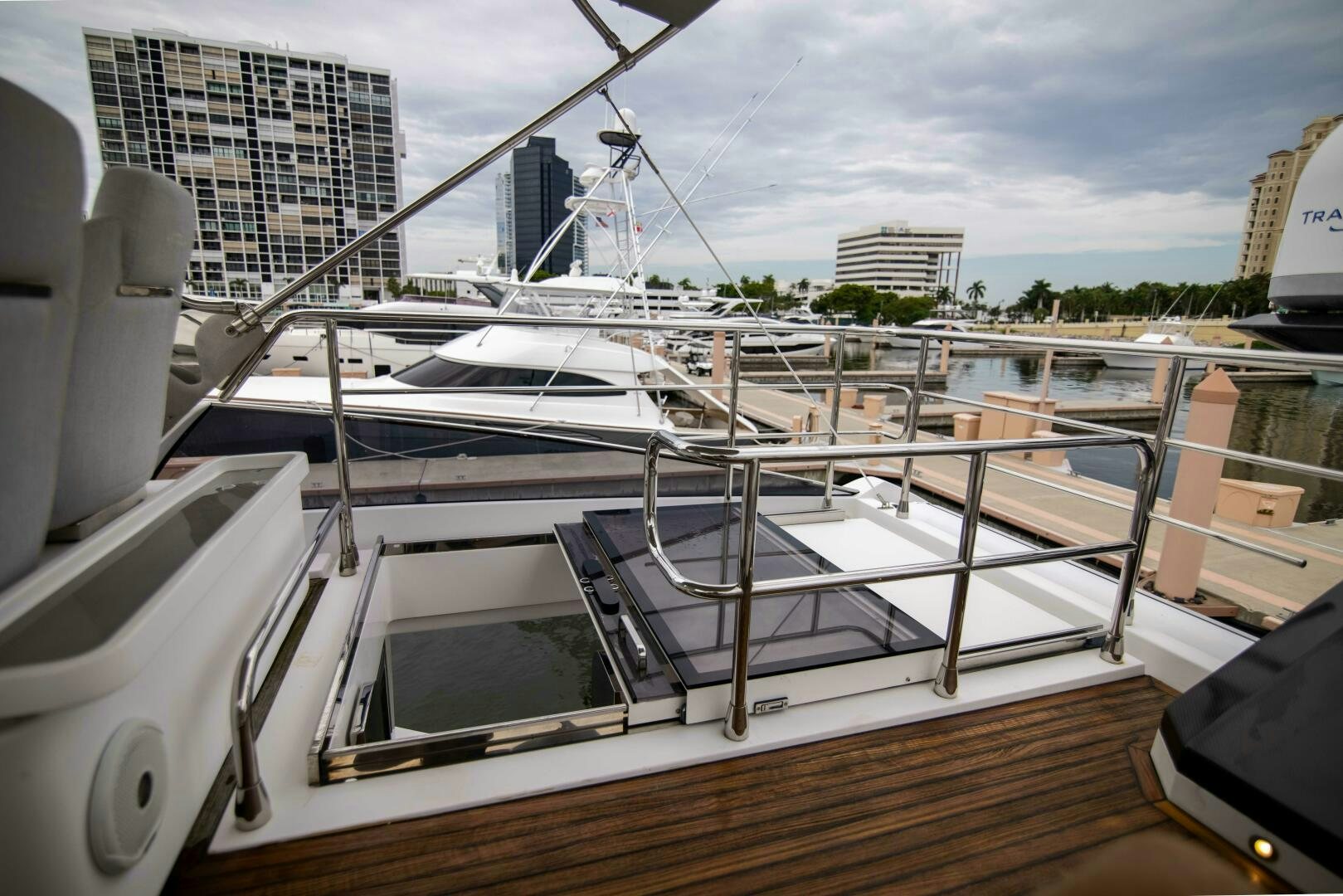 a boat on a deck aboard TRIPLE PLAY Yacht for Sale