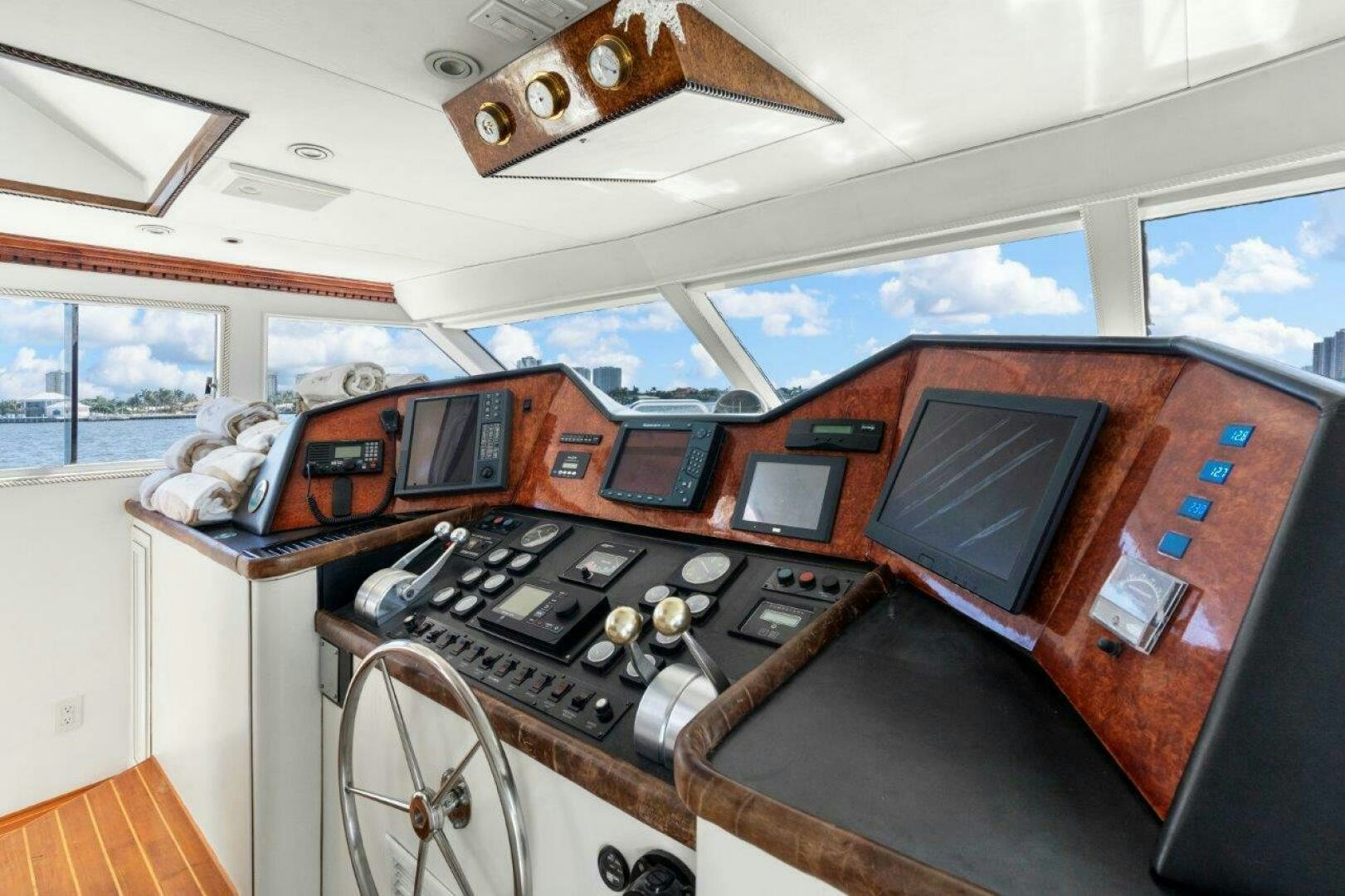 a control panel in a room aboard ENVISION Yacht for Sale