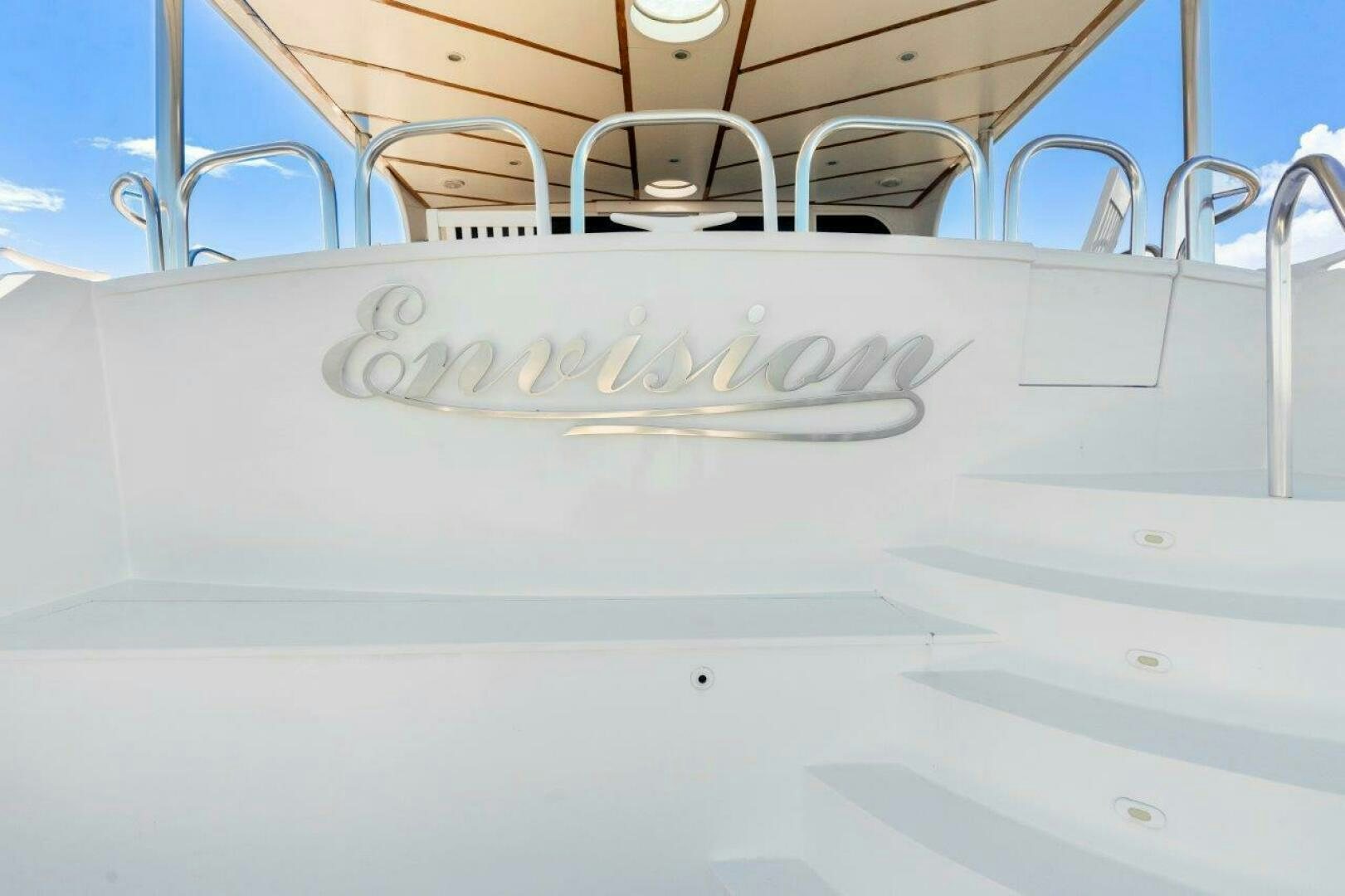 a white rectangular object with a logo aboard ENVISION Yacht for Sale