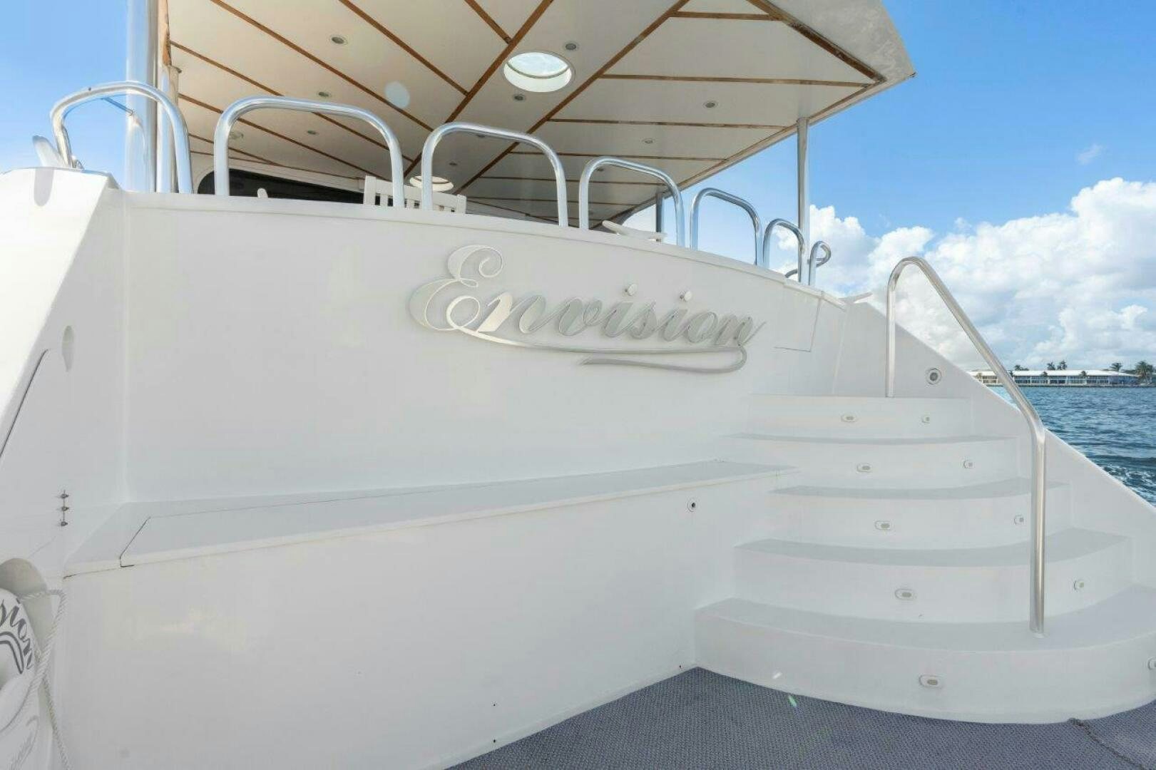 a white boat on a boat aboard ENVISION Yacht for Sale