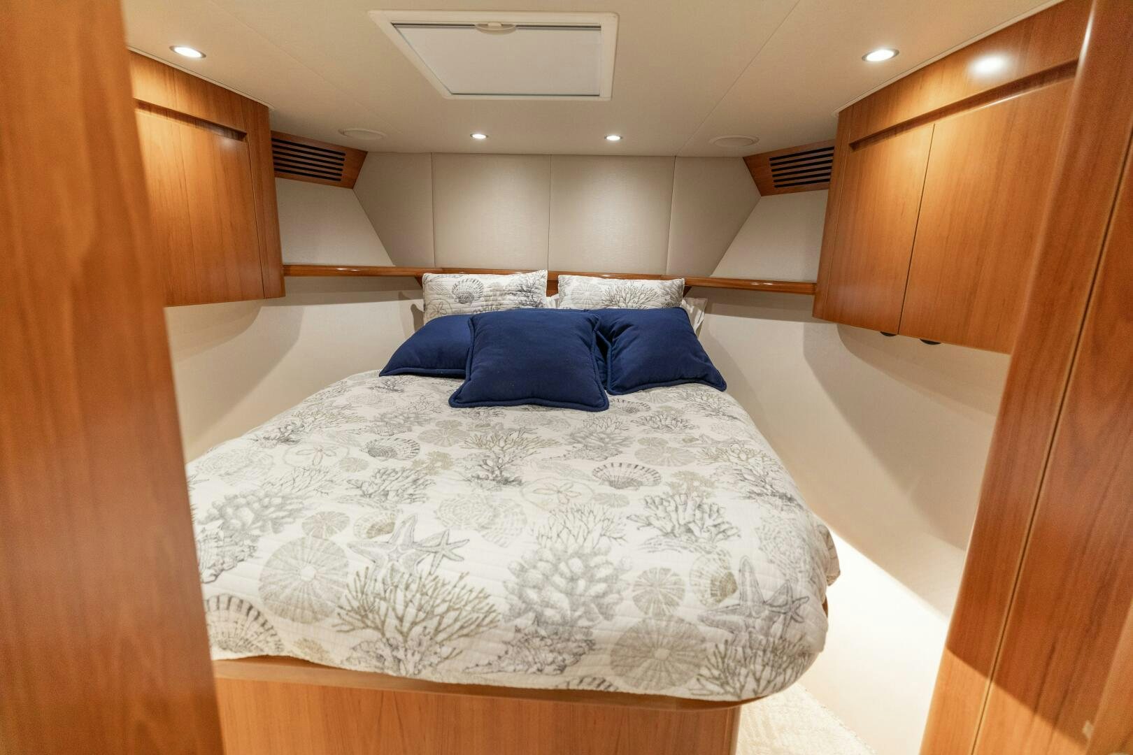 a bed in a room aboard SMOOTH RIDE Yacht for Sale