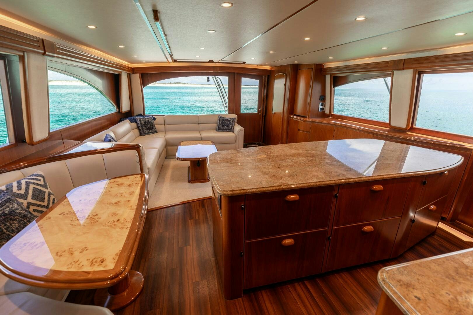 a large kitchen with a large island aboard SMOOTH RIDE Yacht for Sale