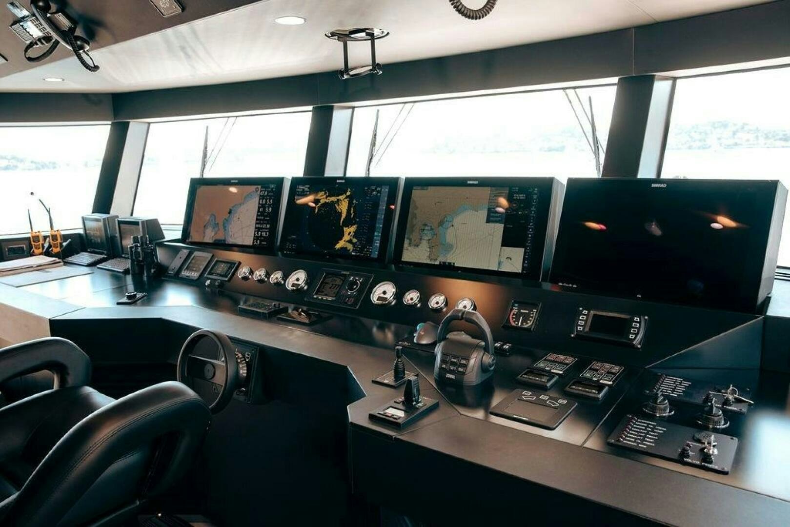 a control room with a large window aboard INFINITY NINE Yacht for Sale