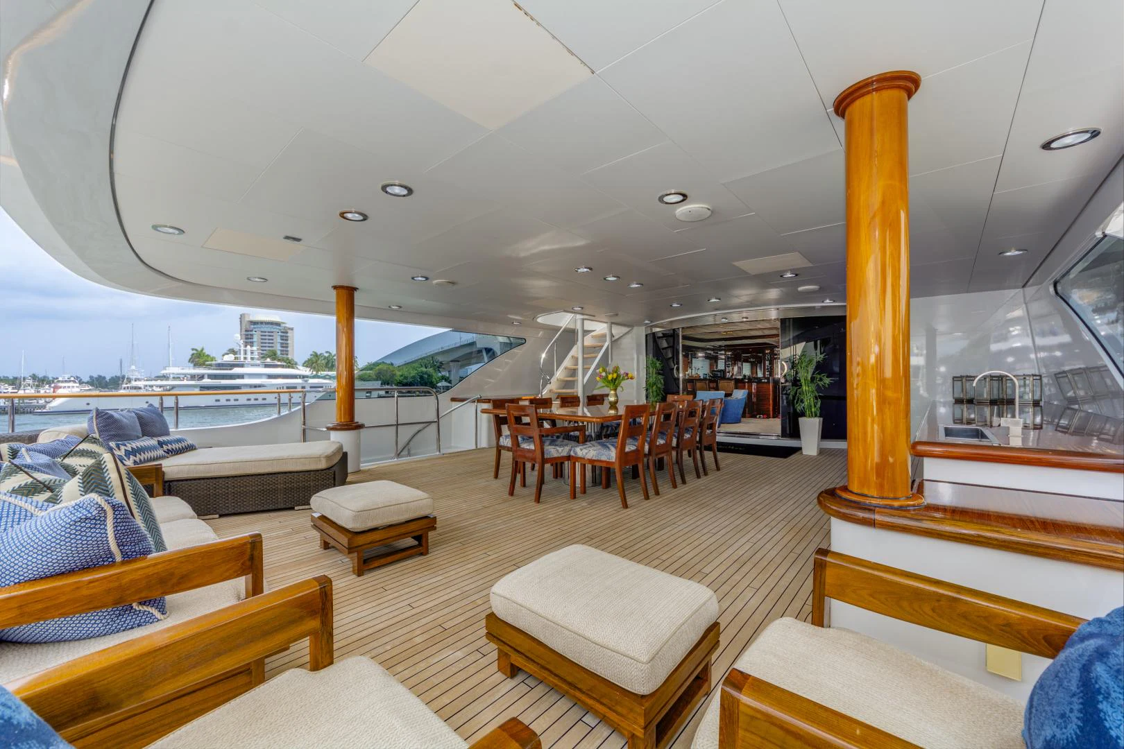 a room with a large orange pole aboard ASPEN ALTERNATIVE Yacht for Charter