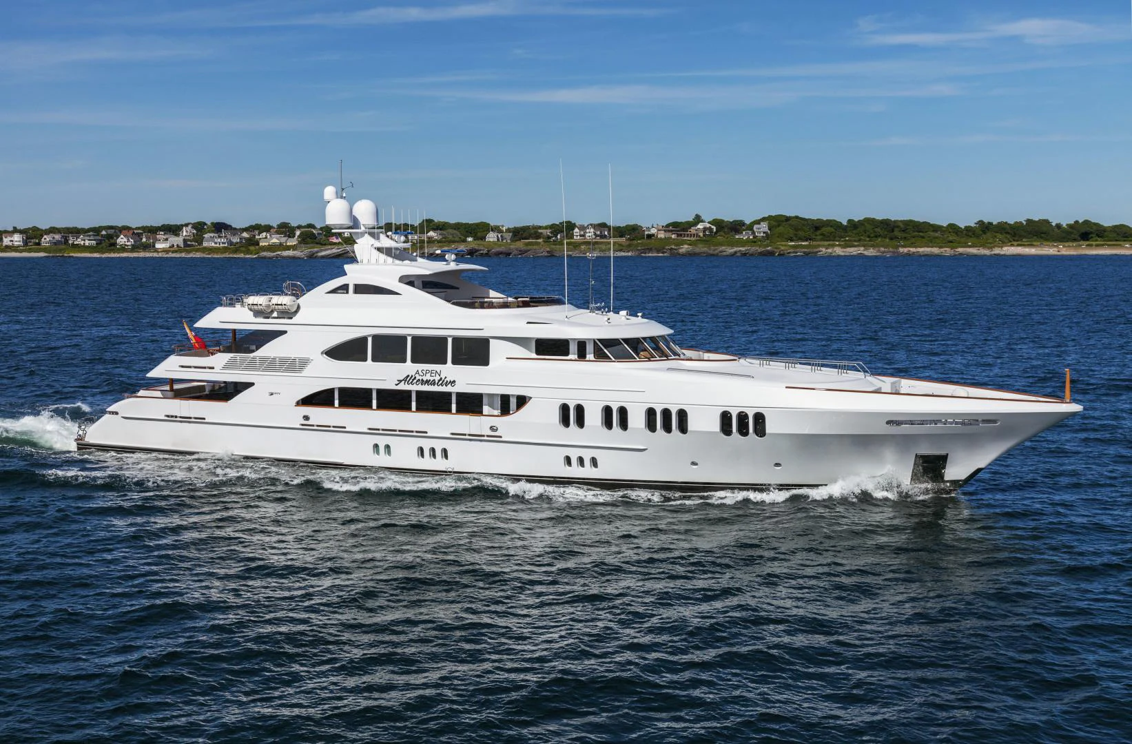a white yacht on the water aboard ASPEN ALTERNATIVE Yacht for Charter