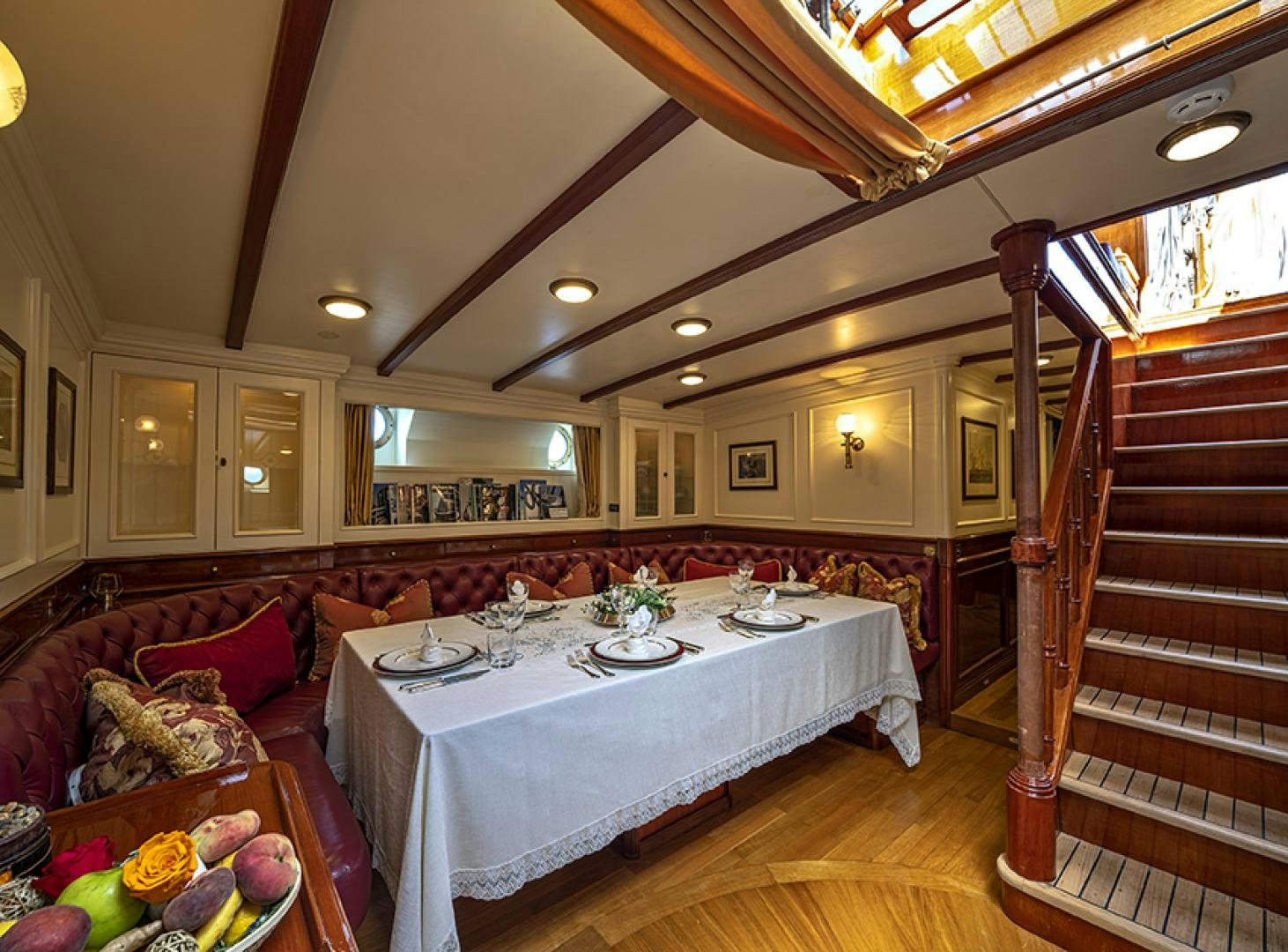 a large bedroom with a large bed aboard INVADER Yacht for Charter