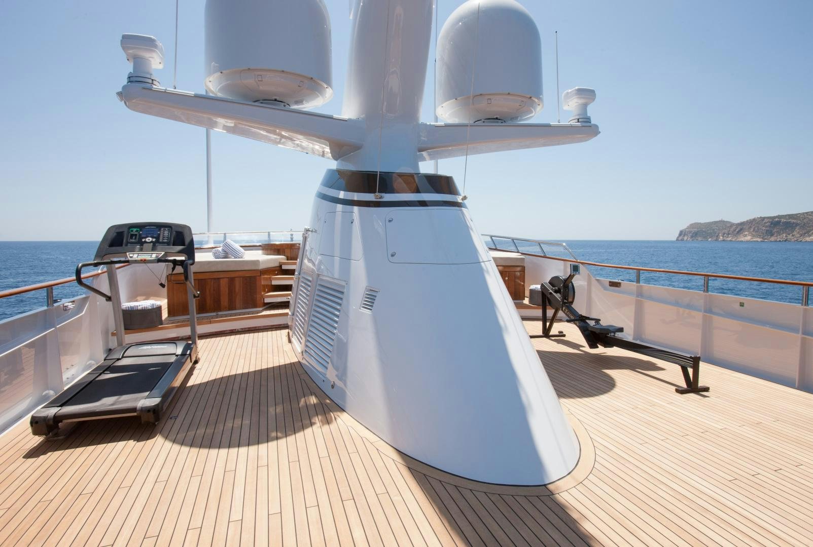 a large white cylinder on a deck aboard MIRAGE Yacht for Charter