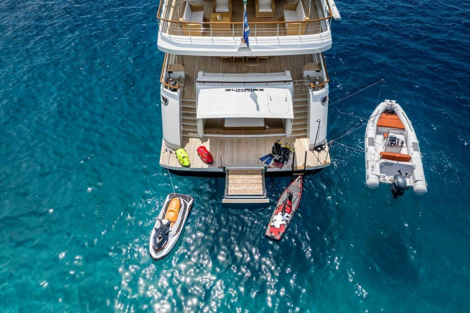 a boat on the water aboard SUNRISE Yacht for Charter