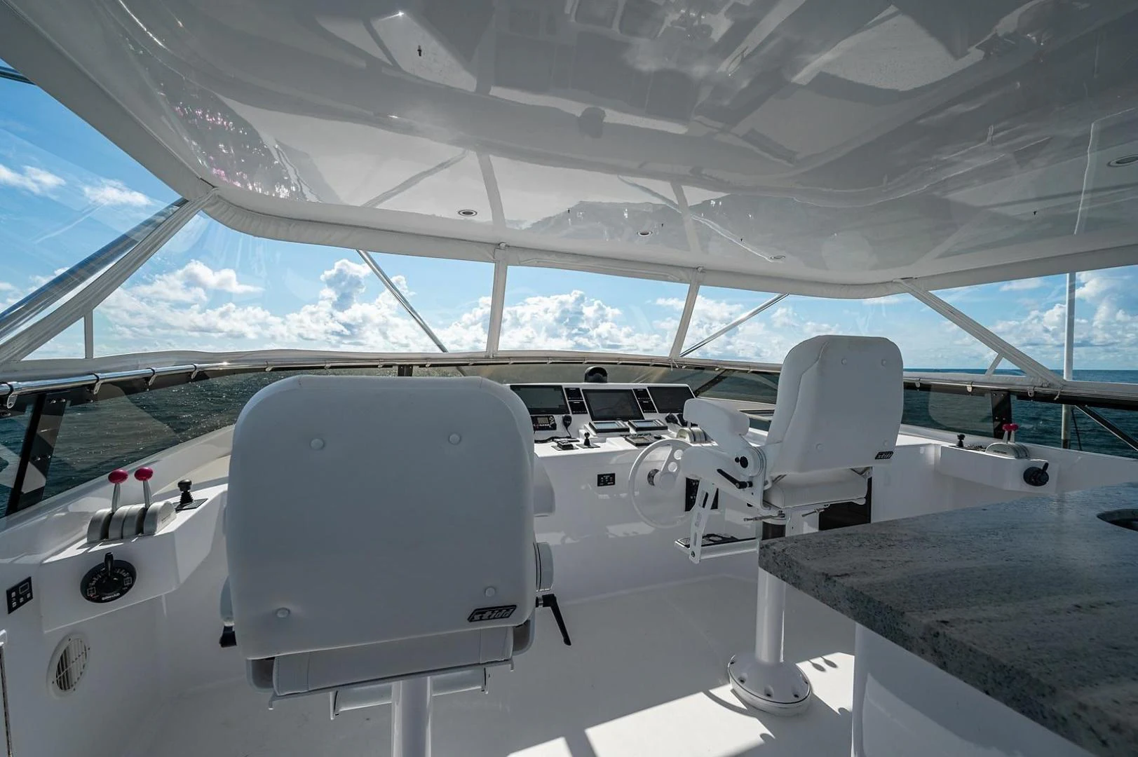 inside of a white yacht aboard MAGNUM RIDE Yacht for Charter