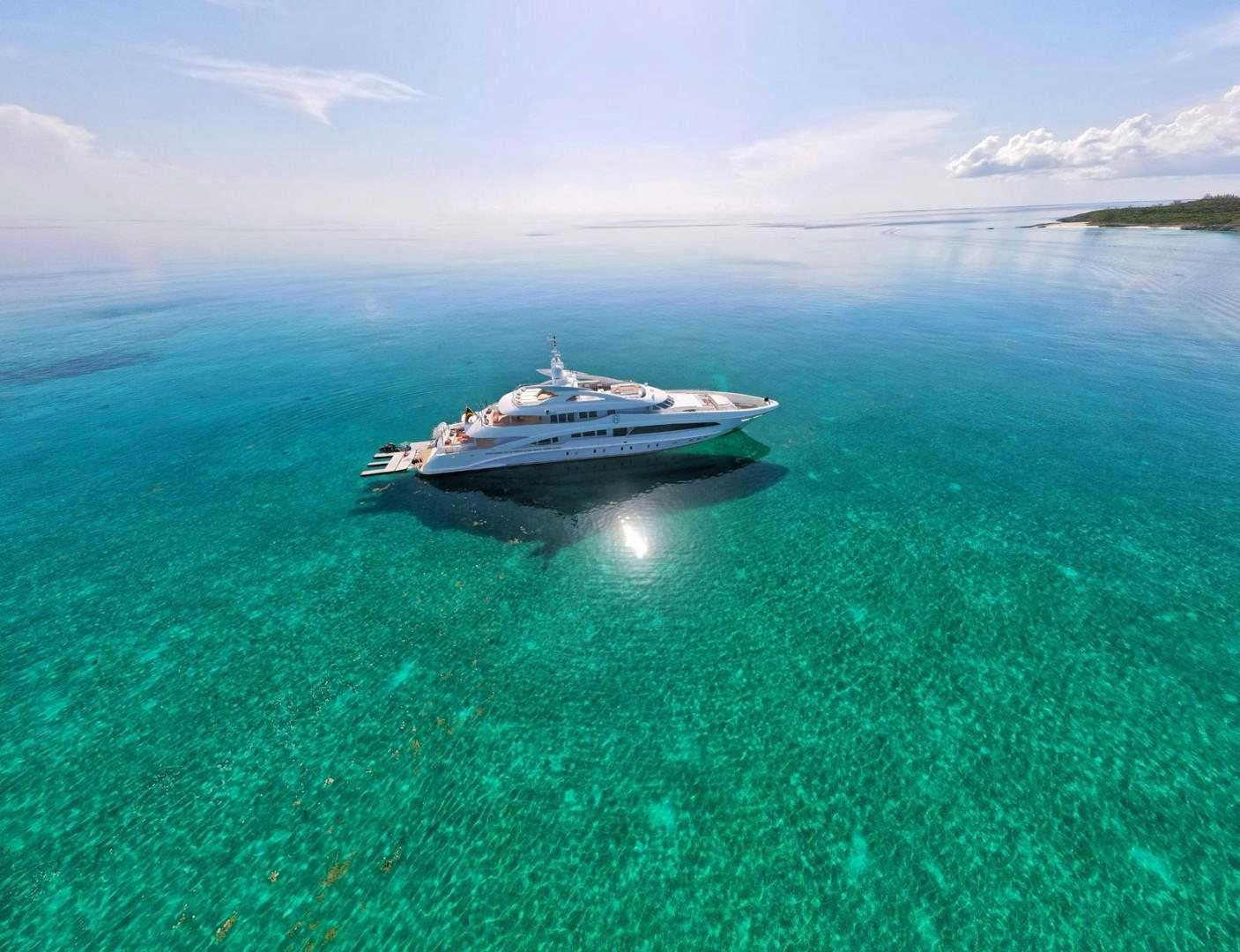 a ship in the water aboard KNIGHT Yacht for Charter