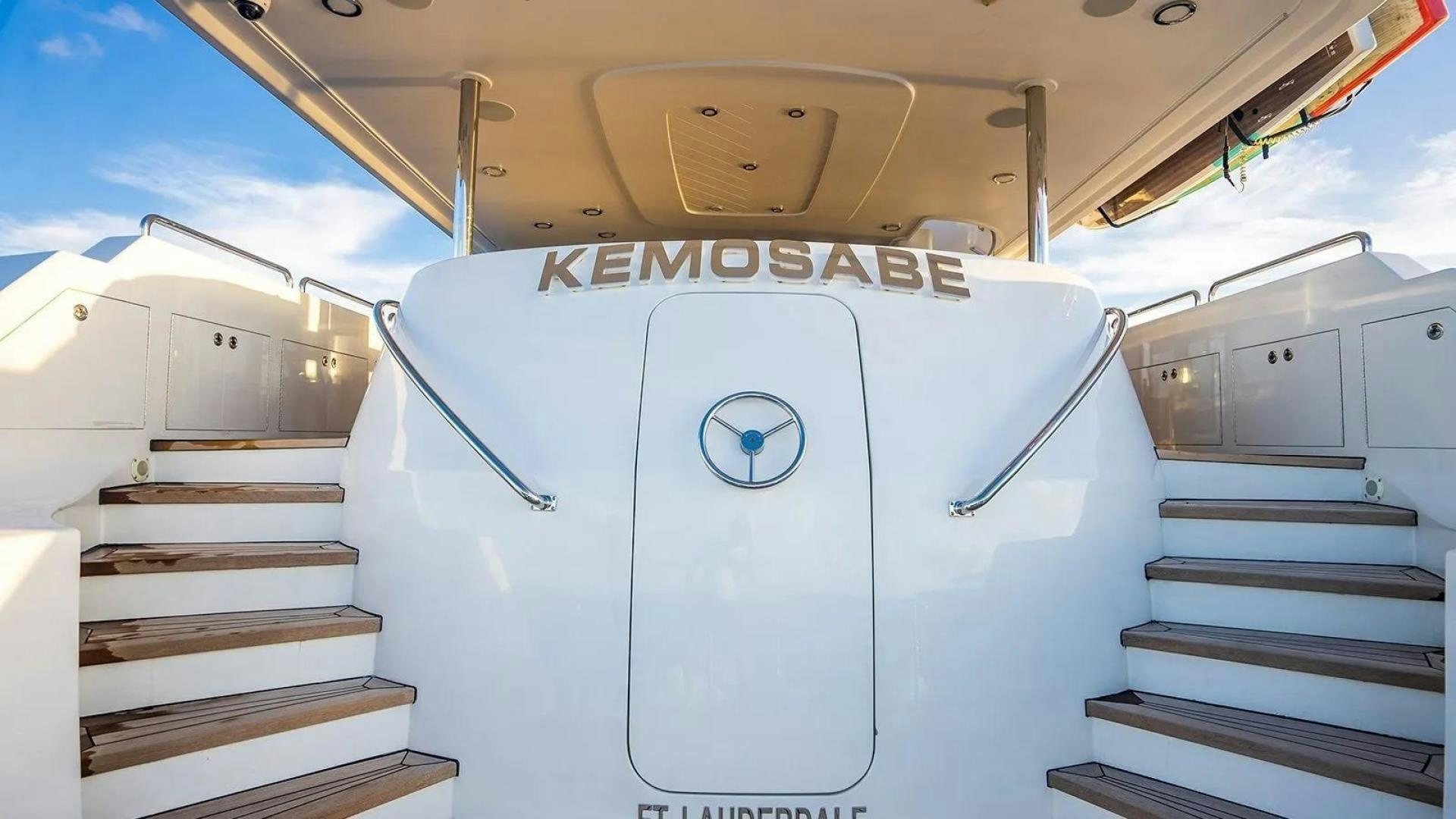 a white machine with a large metal pipe on the side aboard KEMOSABE Yacht for Charter