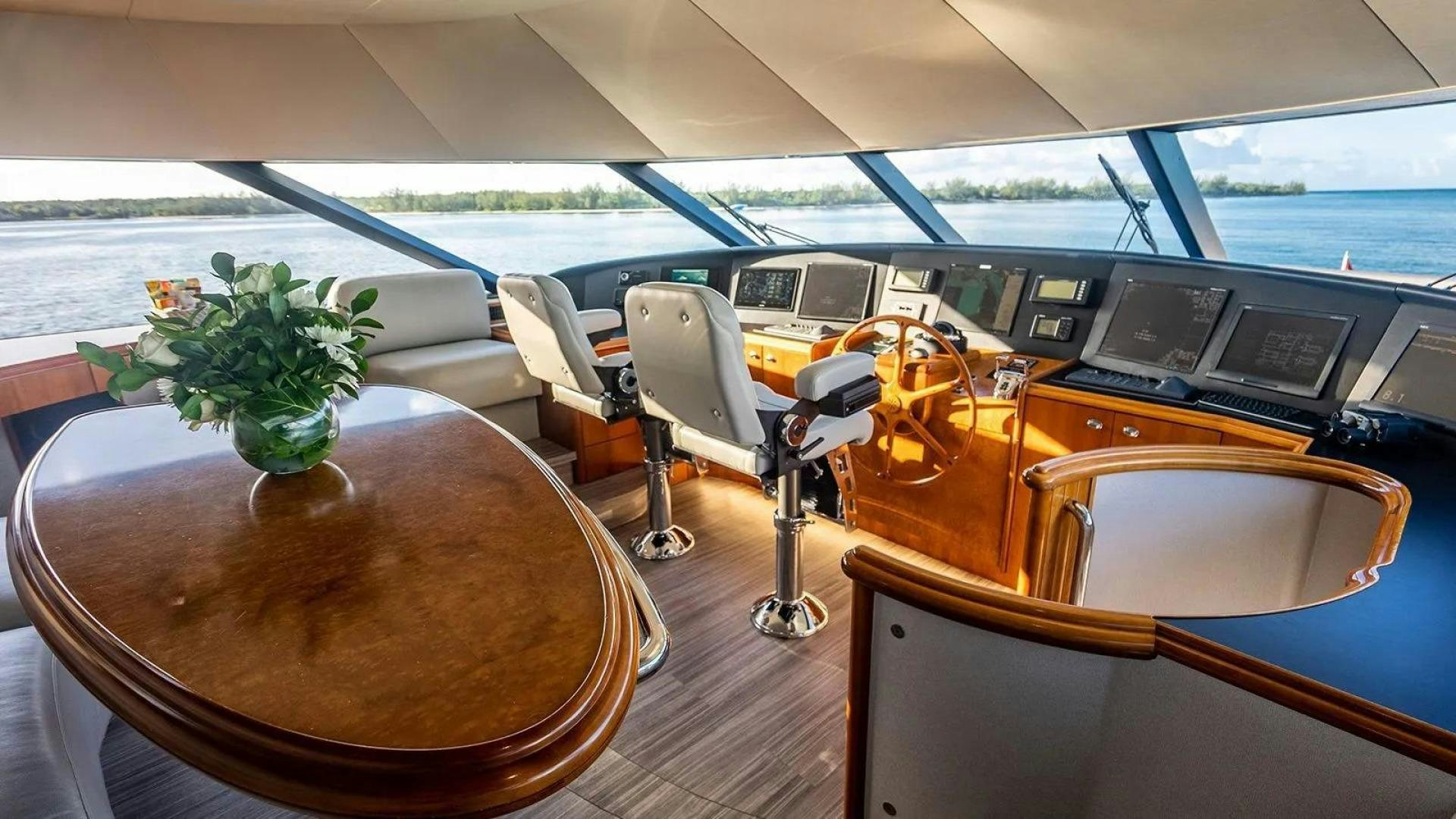 inside of a car aboard KEMOSABE Yacht for Charter