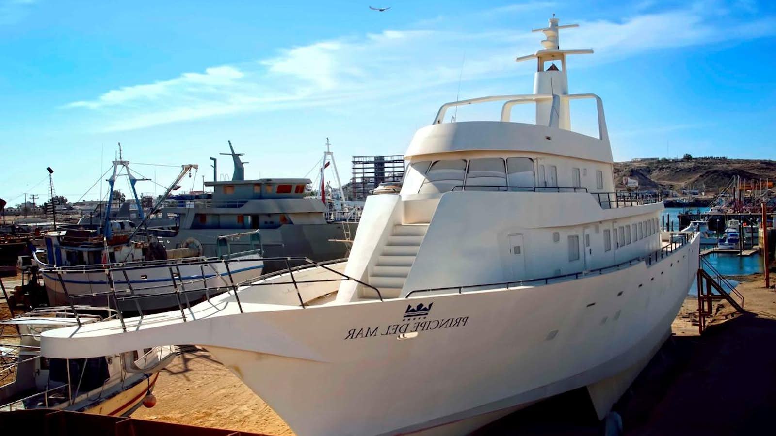 a large white boat aboard PRINCIPE DEL MAR Yacht for Sale