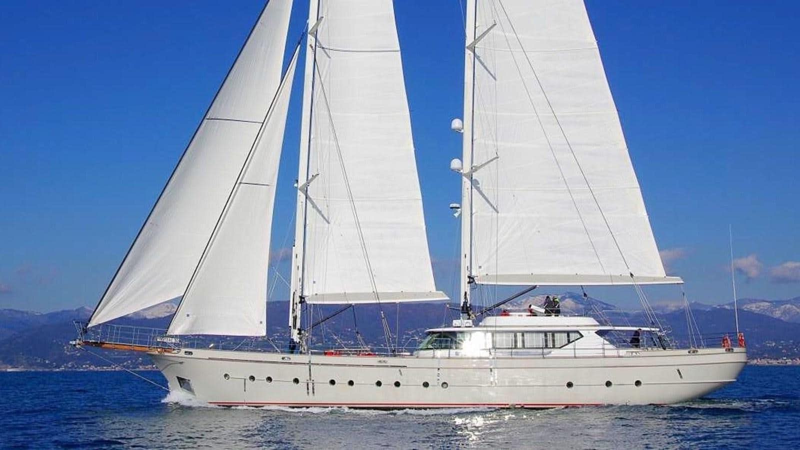 a white boat on the water aboard RENAISSANCE Yacht for Sale