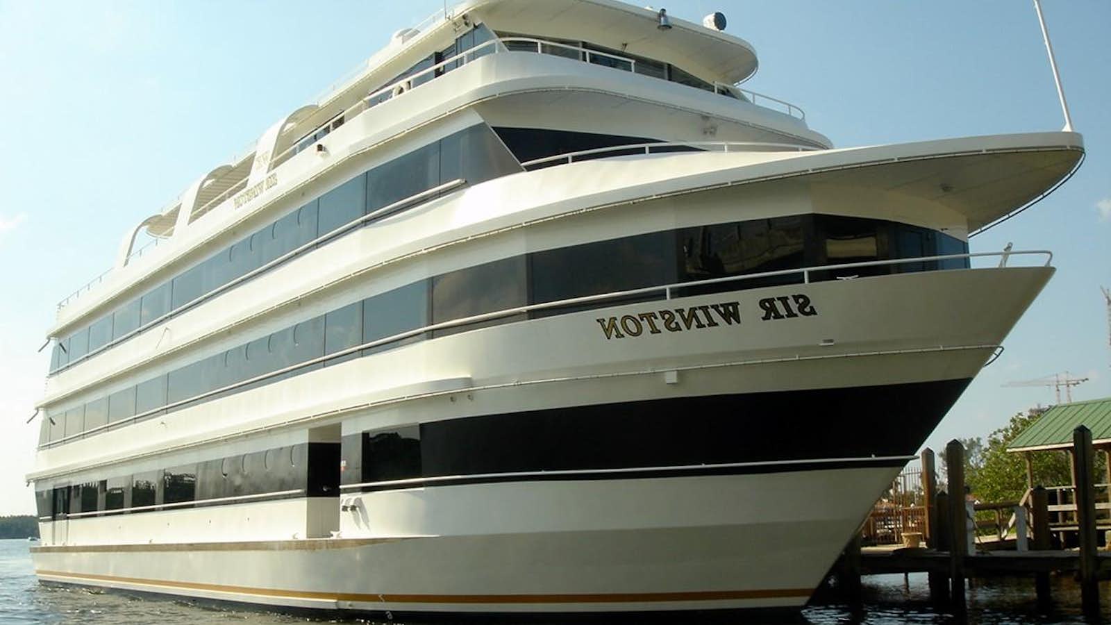 a large white yacht aboard SIR WINSTON Yacht for Sale