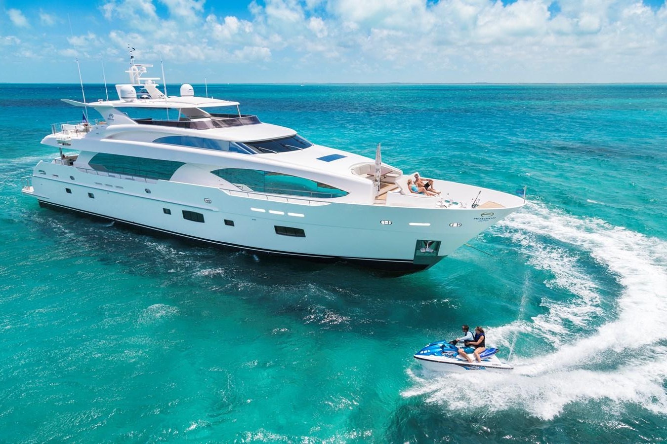 a white yacht on the water aboard RP120 (NEW BOAT SPEC) Yacht for Sale