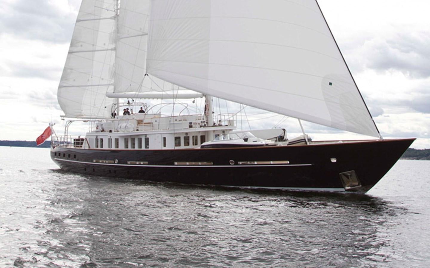 a large boat on the water aboard SUNNY HILL Yacht for Sale