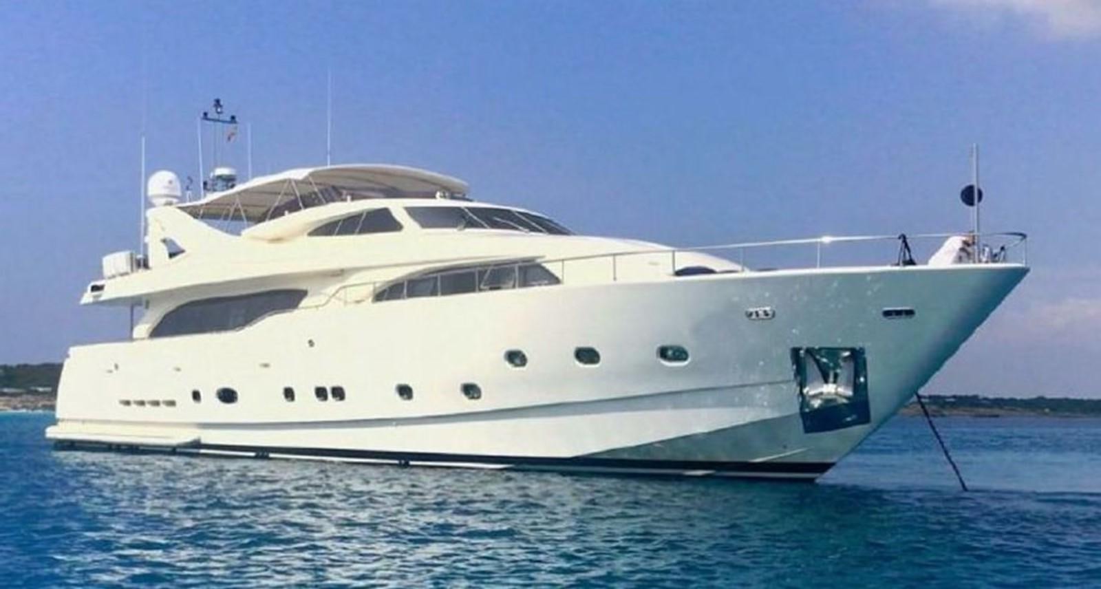 a white yacht in the water aboard FERRETTI CUSTOM LINE 112 Yacht for Sale