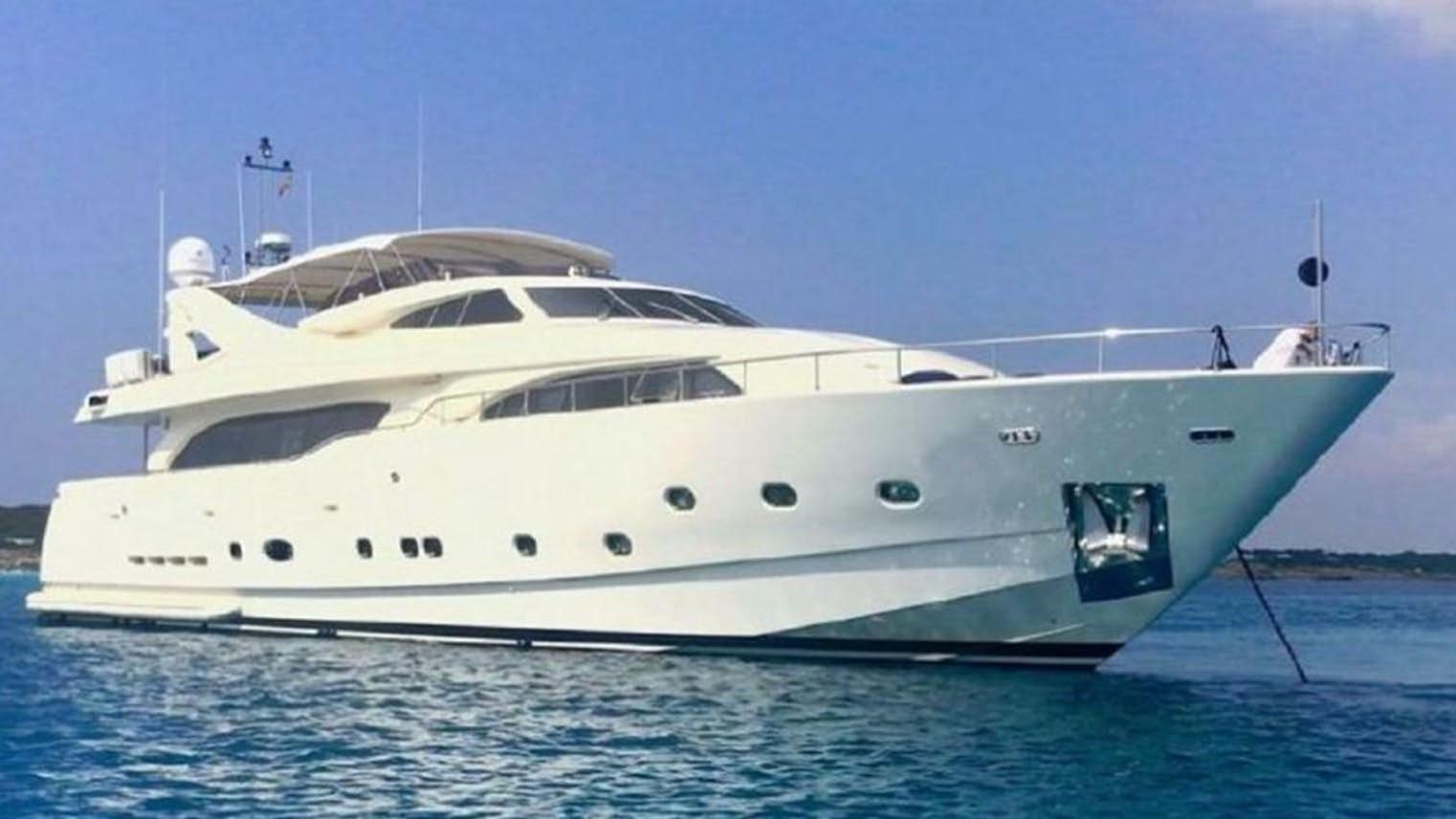 a white yacht in the water aboard FERRETTI CUSTOM LINE 112 Yacht for Sale