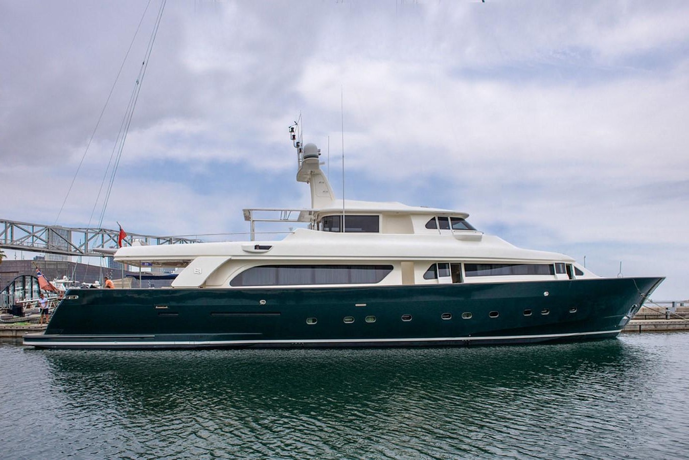 a large boat in the water aboard GIHRAMAR Yacht for Sale
