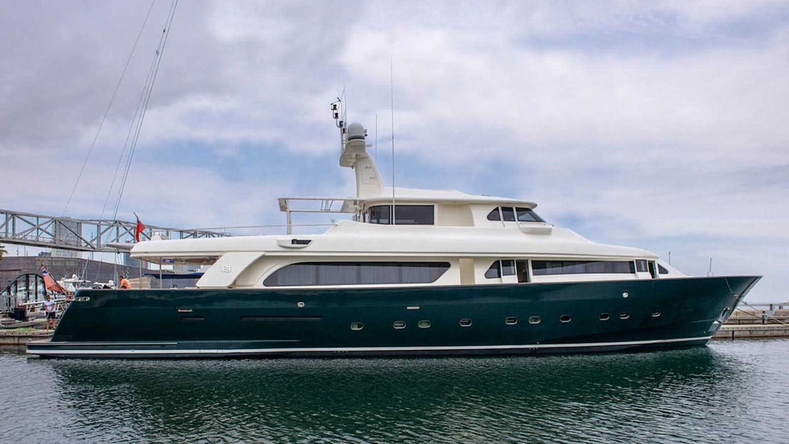 a large boat in the water aboard GIHRAMAR Yacht for Sale