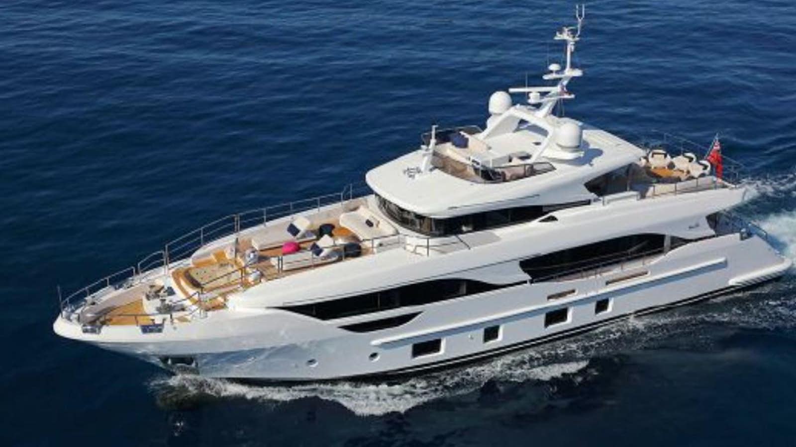 a large white yacht aboard 2020 BENETTI DELFINO 95 Yacht for Sale
