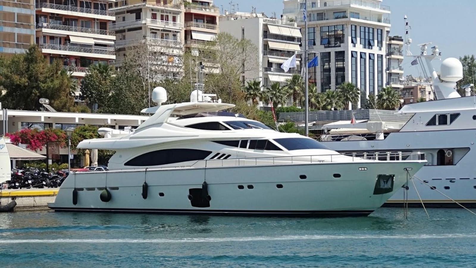a white yacht in the water aboard FAIR LADY SILVIA Yacht for Sale