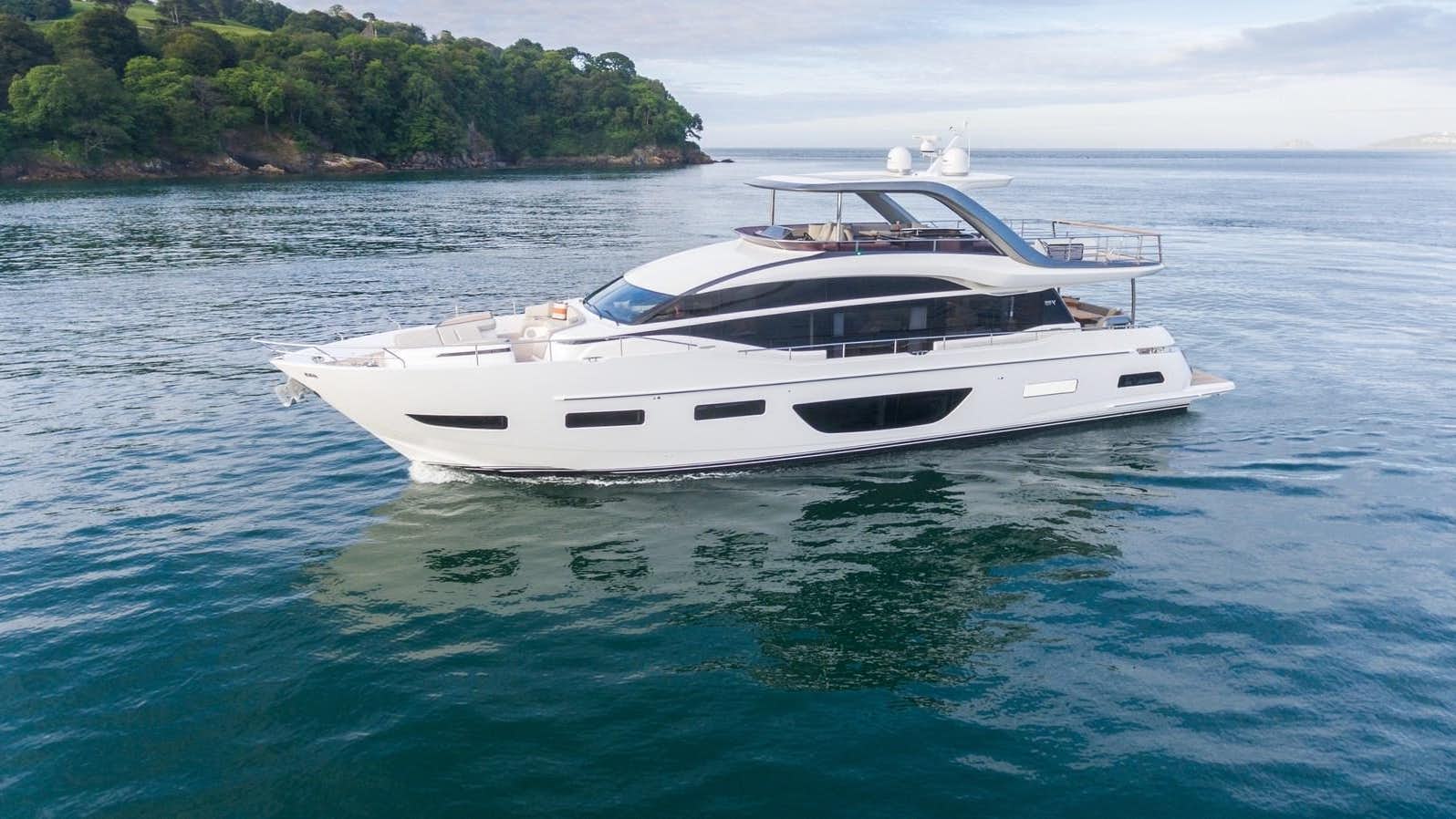 a white yacht in the water aboard PRINCESS Y85/504 Yacht for Sale