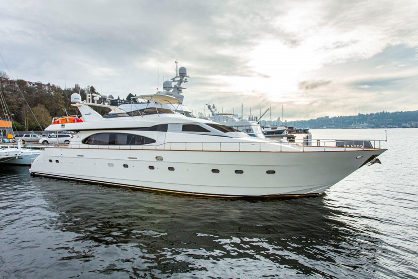 a white yacht in the water aboard SEA HAWK Yacht for Sale