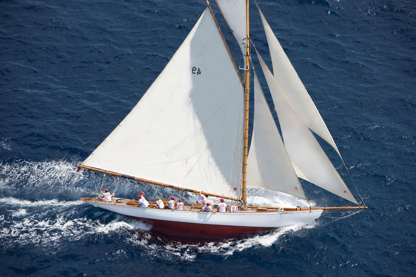 a sailboat with people in it aboard TIGRIS Yacht for Sale