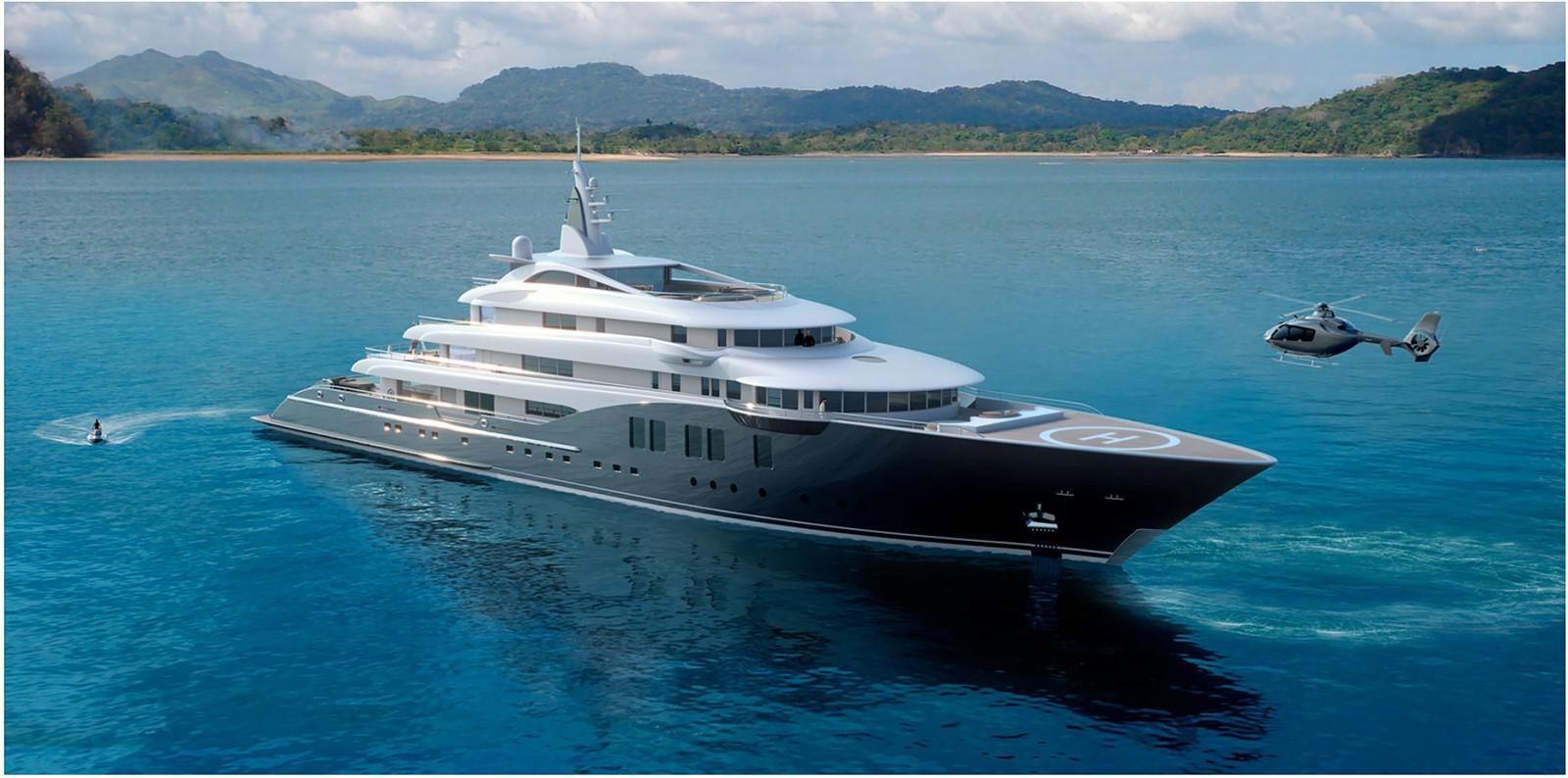 a boat and a helicopter in the water aboard DUNYA  DY012 Yacht for Sale