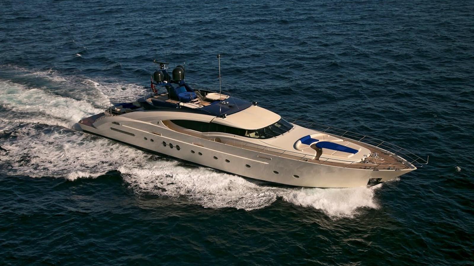 a boat with a motor attached to it aboard AK ROYALTY Yacht for Sale