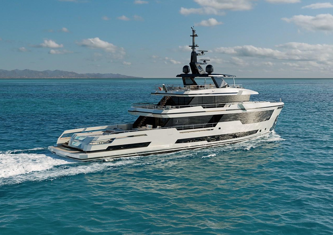 a white yacht on the water aboard CROSSOVER Yacht for Sale